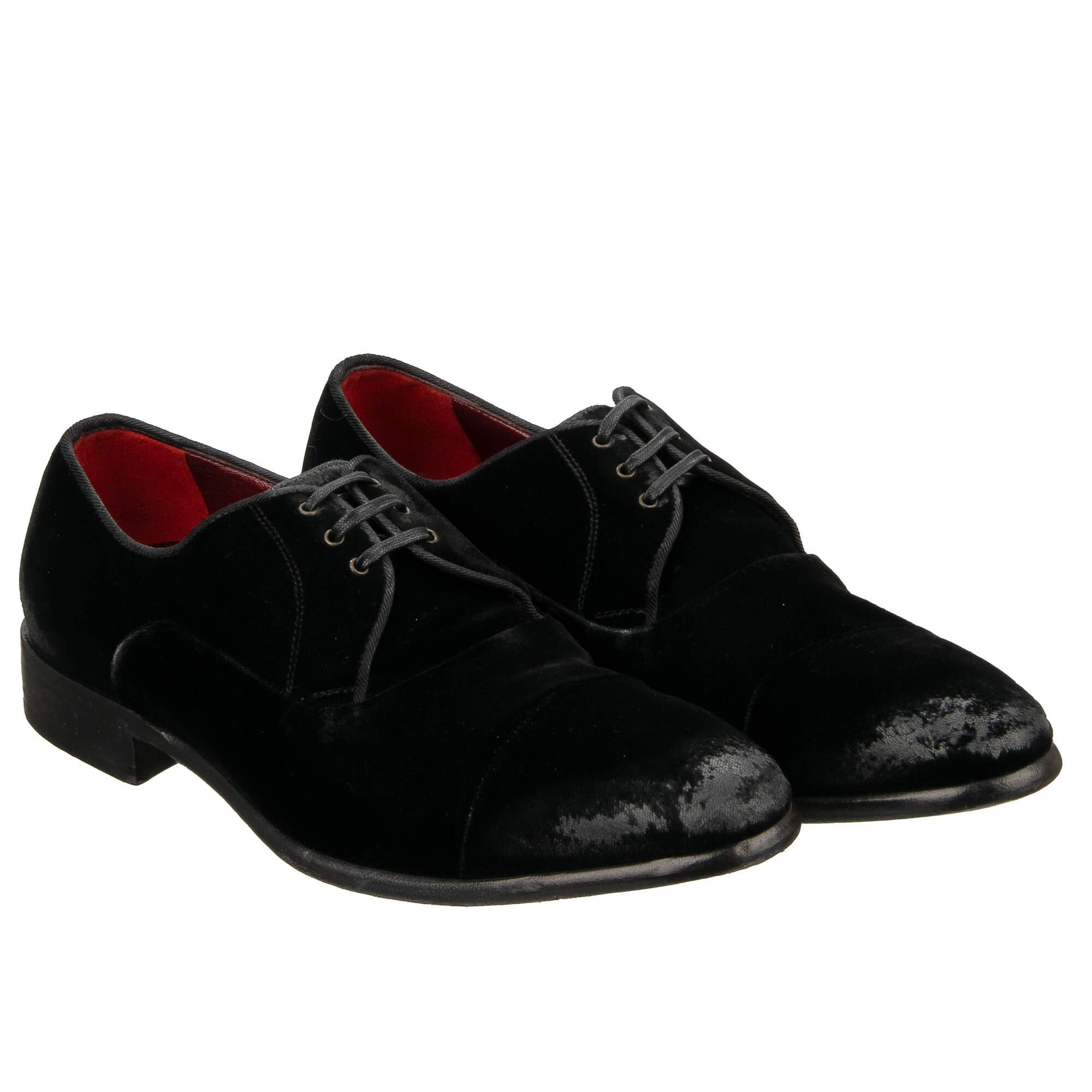 VENEZIA Classic Vintage Style Velvet Leather Derby Shoes Black