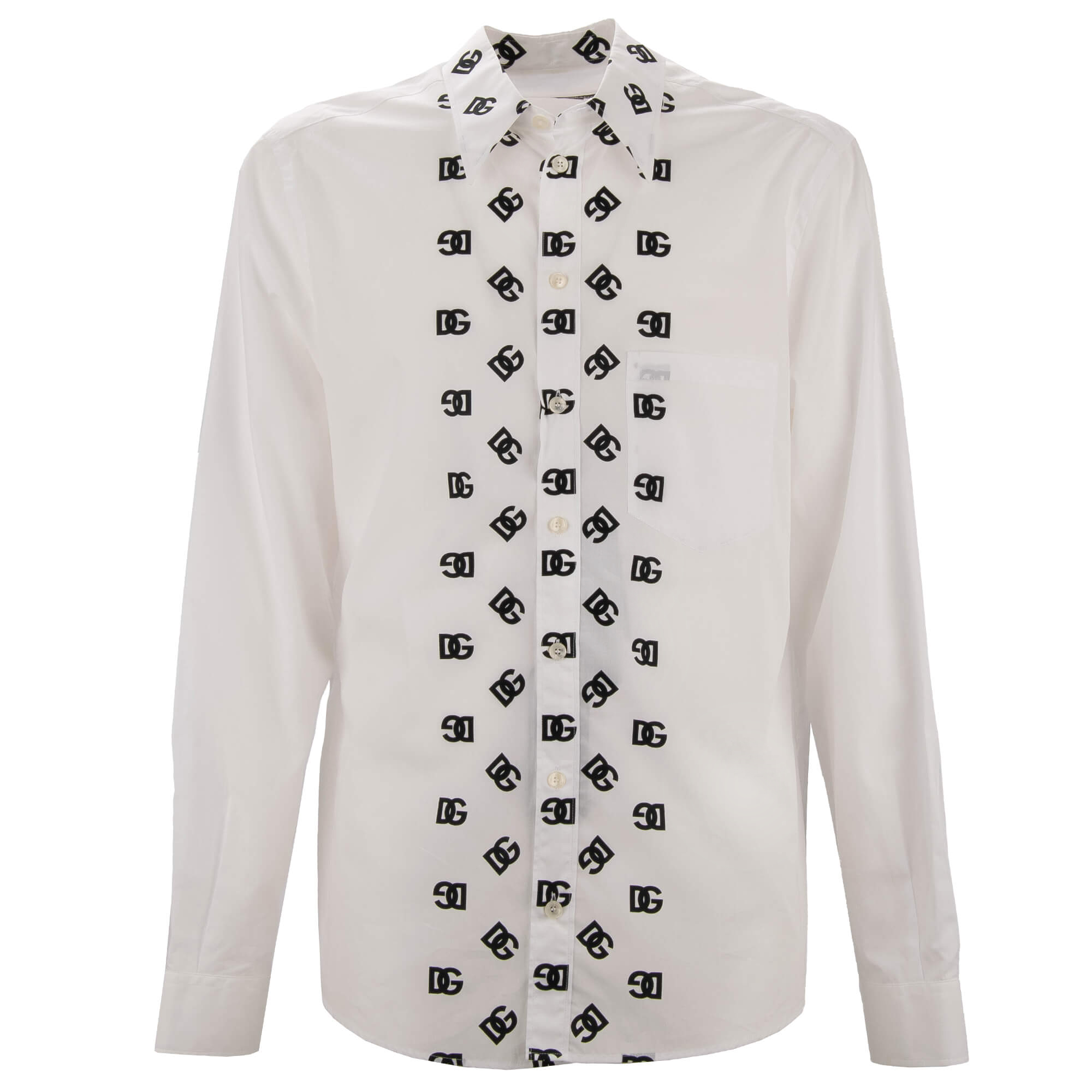 DG Logo Pocket Cotton Shirt MARTINI White Black 42 16.5 L