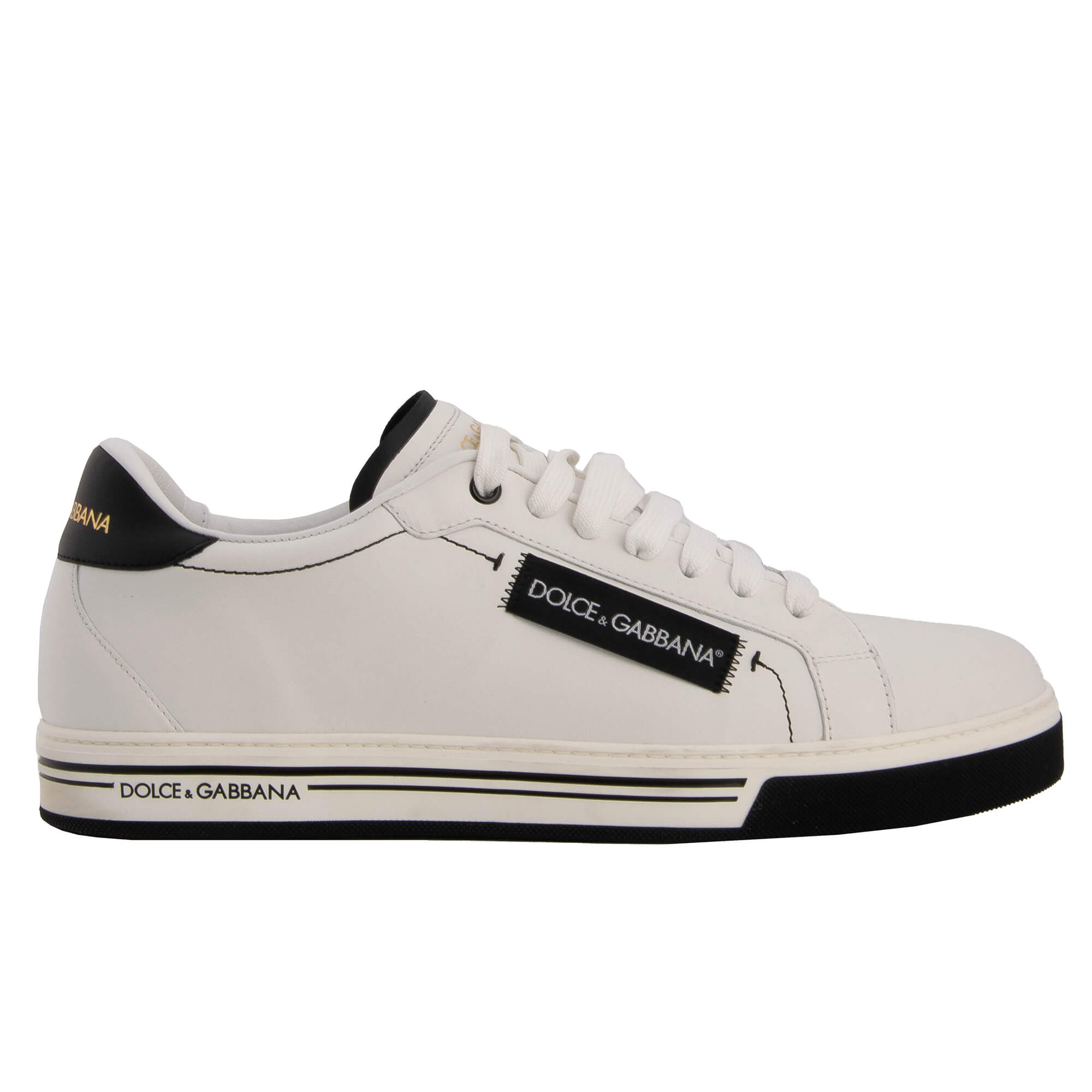 Low-Top Sneaker ROMA with DG Logo in white and black by DOLCE & GABBANA