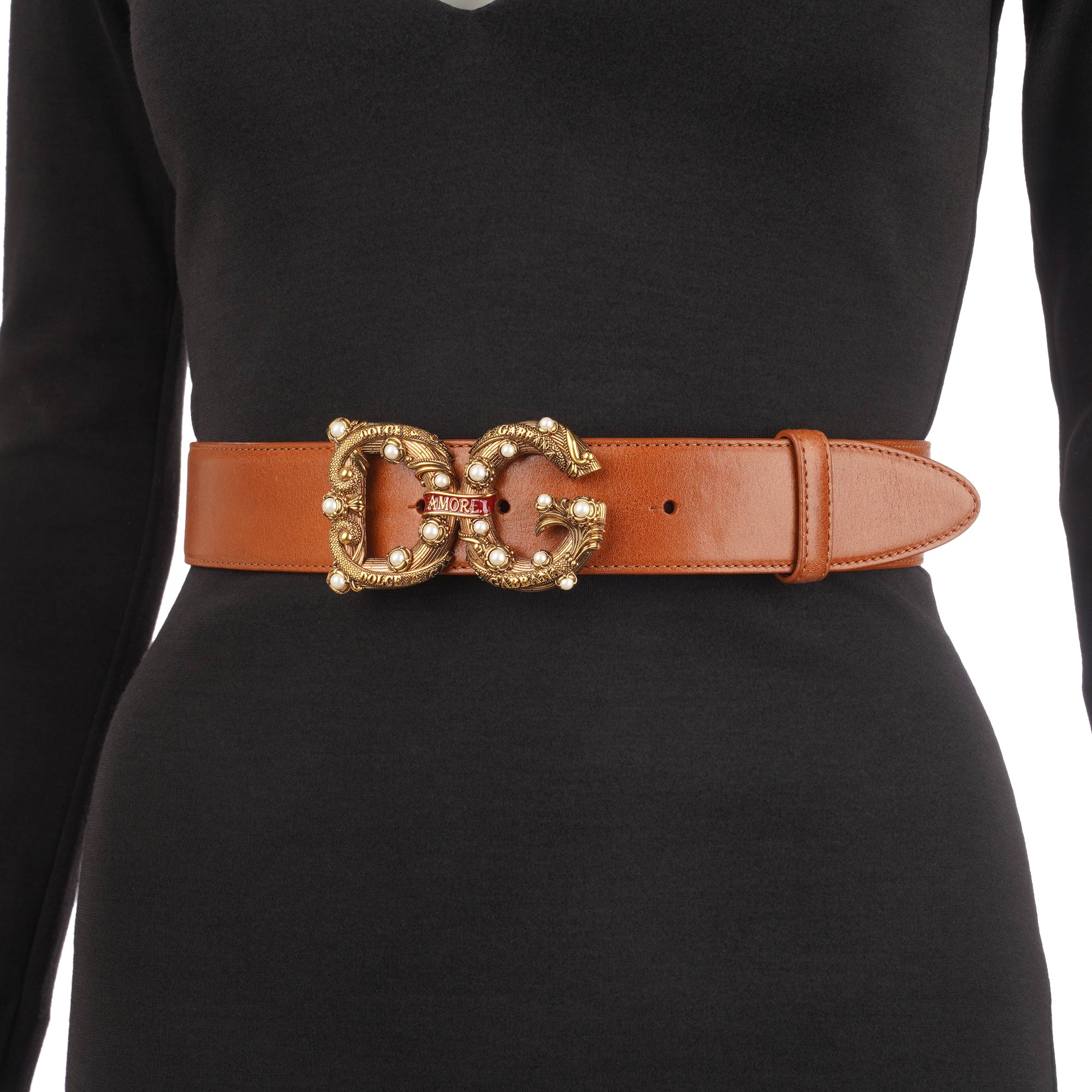 Dolce & Gabbana DGロゴ AMORE ベルト Dolce & Gabbana Dark Brown Suede Leather DG Amore Logo Belt