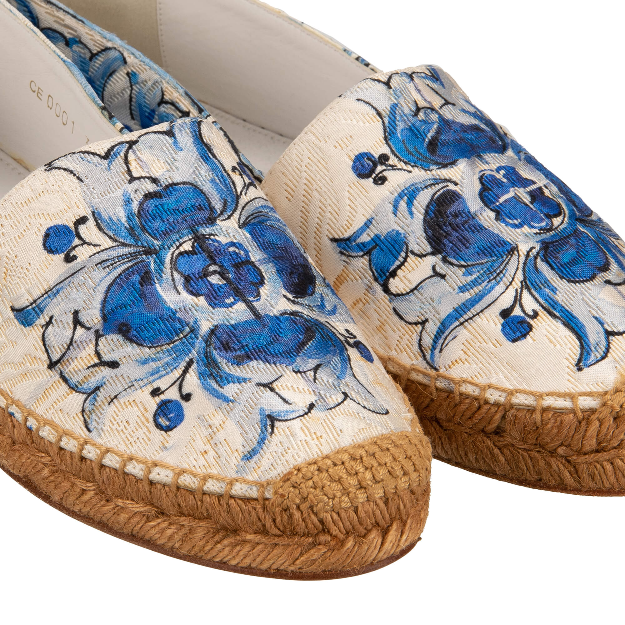 Leichte Espadrilles aus Jacquard mit Majolika Print in Blau und Weiß-Beige von DOLCE & GABBANA