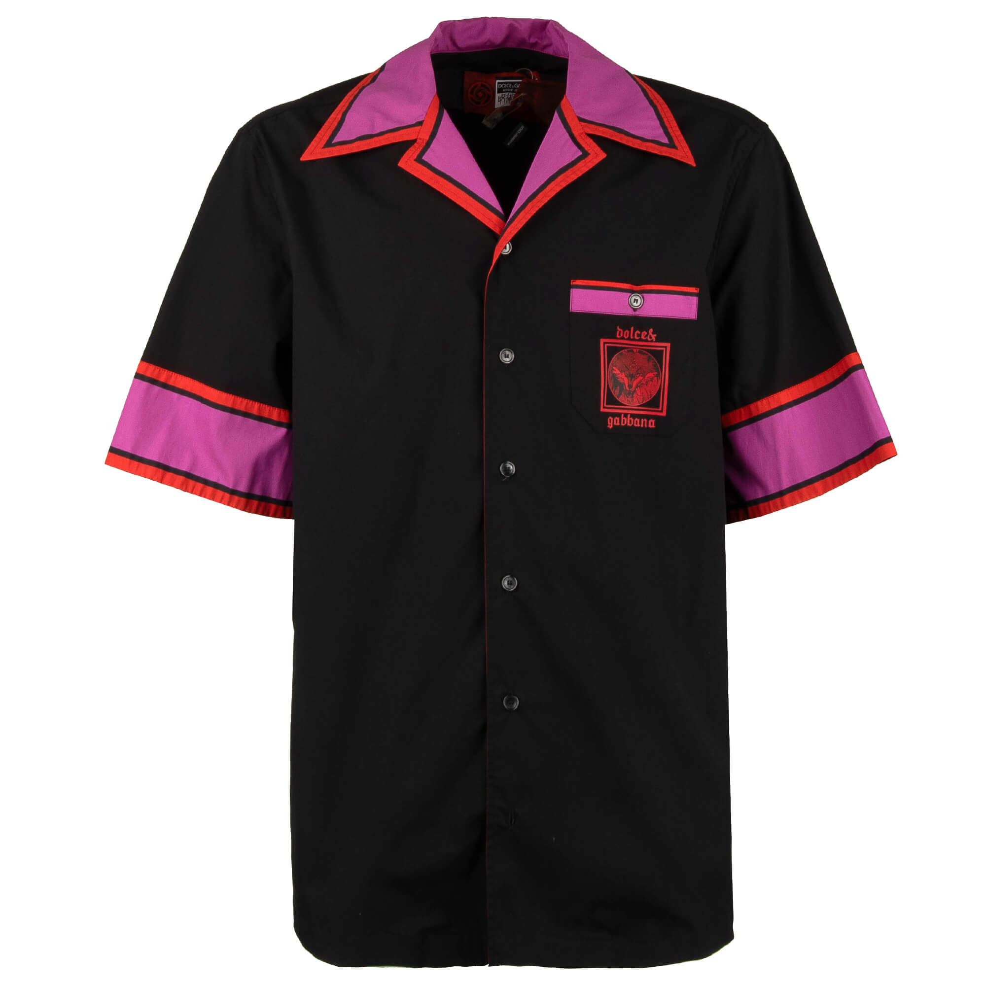 Jujutsu Kaisen Wolf Short Sleeve Shirt Black Pink 40 M