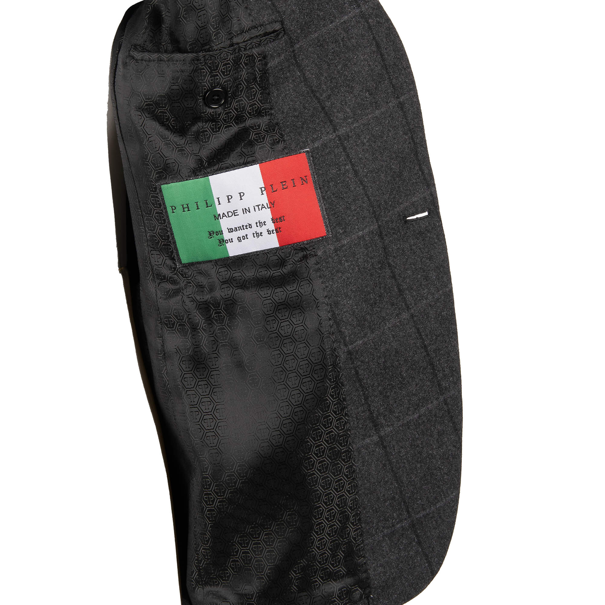 Jacket / Suit Blazer MASON made of wool with checked pattern, polyester sleeves and front logo by PHILIPP PLEIN