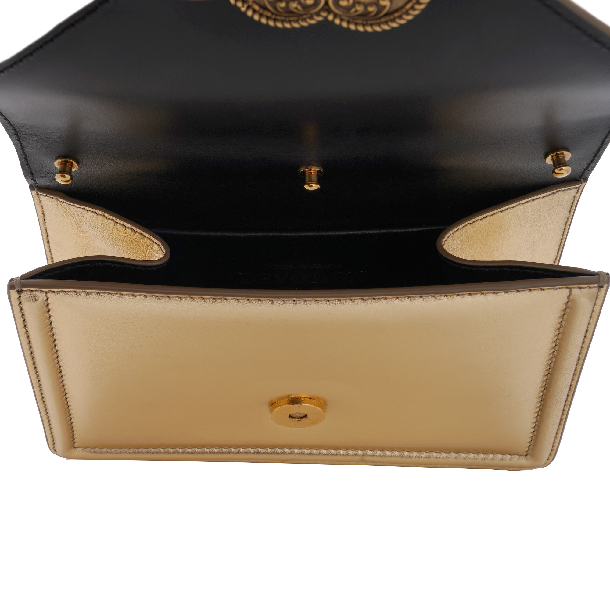 Top Handle / Crossbody Bag DEVOTION Small made of velvet with a jeweled heart buckle with DG Logo and detachable metal chain strap by DOLCE & GABBANA