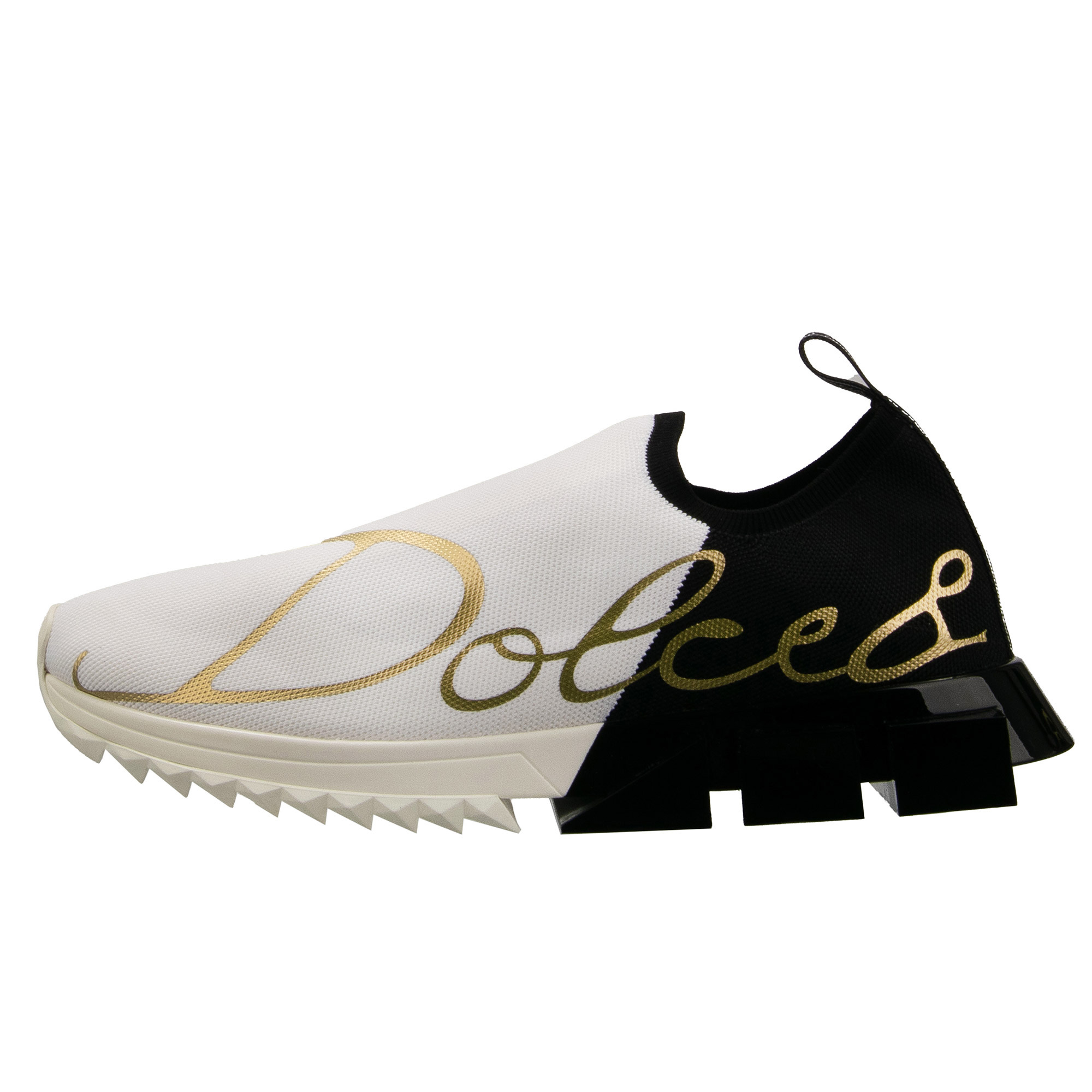 Elastische Slip-On Sneaker SORRENTO für Herren mit DG Logo in Weiß, Gold und Schwarz von DOLCE & GABBANA