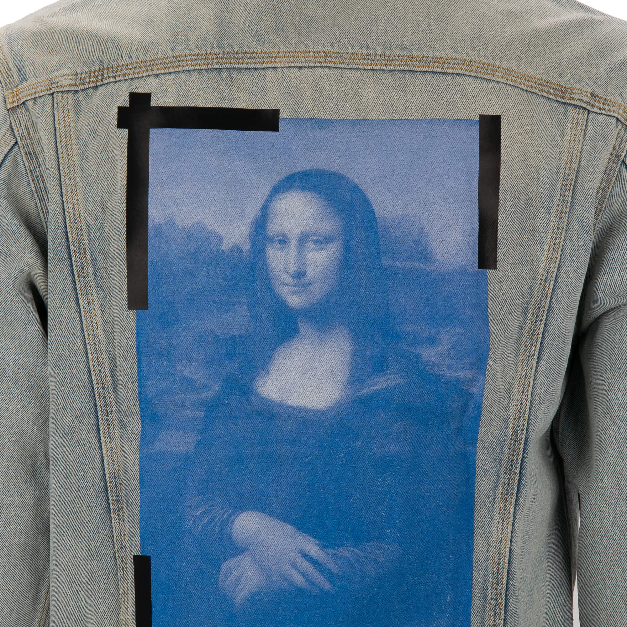 Slim Denim Jacke mit Mona Lisa Print, Logo und Taschen von OFF-WHITE Virgil Abloh