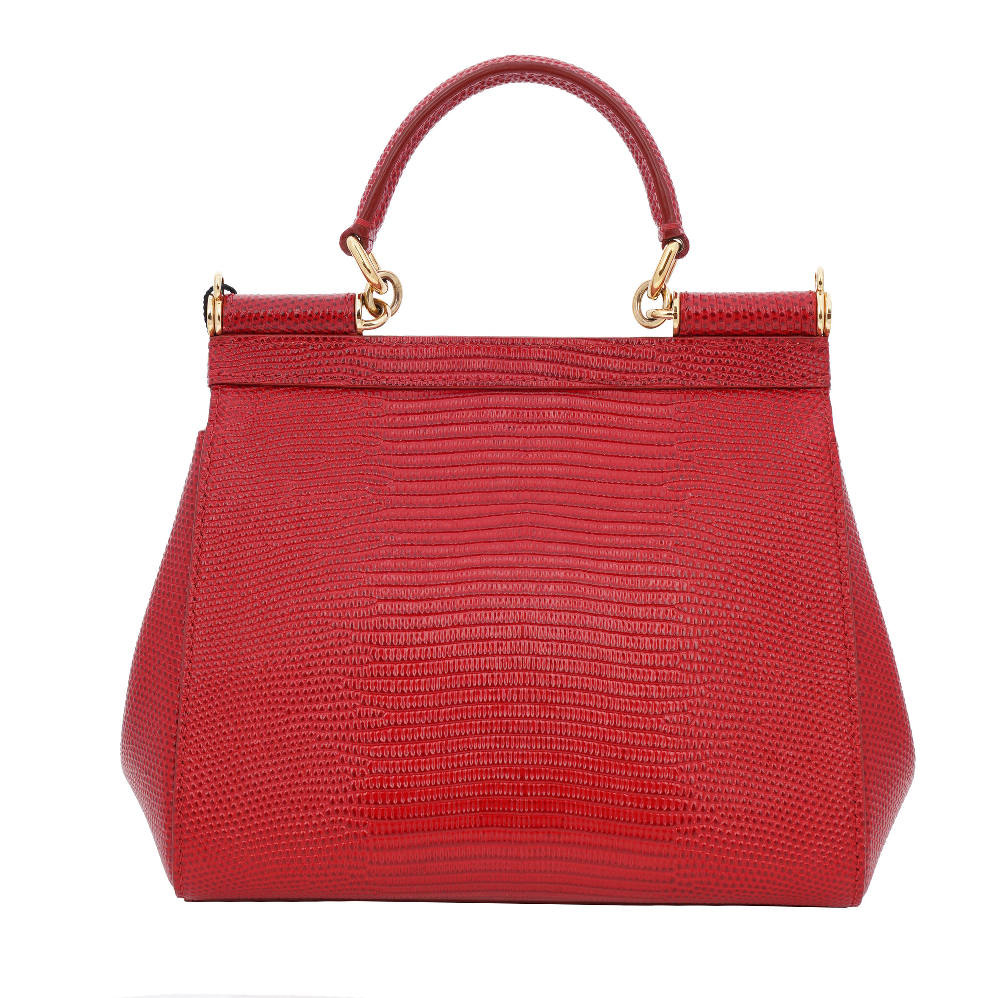 Eidechse Muster Kalbsleder Handtasche / Schultertasche SICILY mit DG Kristall Logo Schild von DOLCE & GABBANA