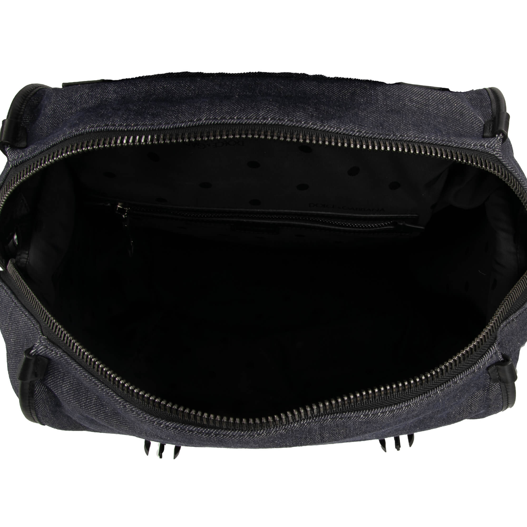 Großer Rucksack EDGE aus Denim und Leder mit Reißverschluss und großem Logo von DOLCE & GABBANA