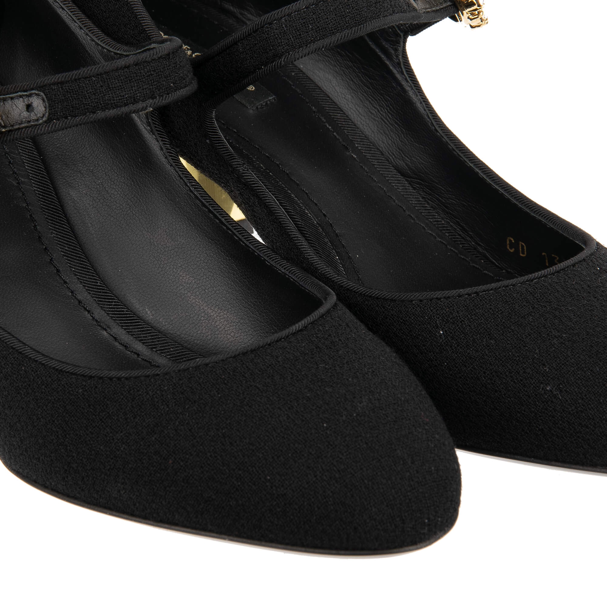 Mary Jane Stoff und Leder Pumps VALLY mit Disco Spiegel Absatz in Gold und Schwarz von DOLCE & GABBANA