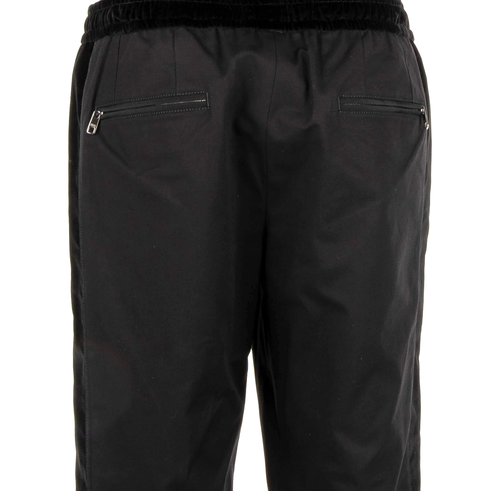 Chino Hose aus Baumwolle mit Kontraststreifen aus Samt, Taschen mit Reißverschluss und elastischer Taille von DOLCE & GABBANA 
