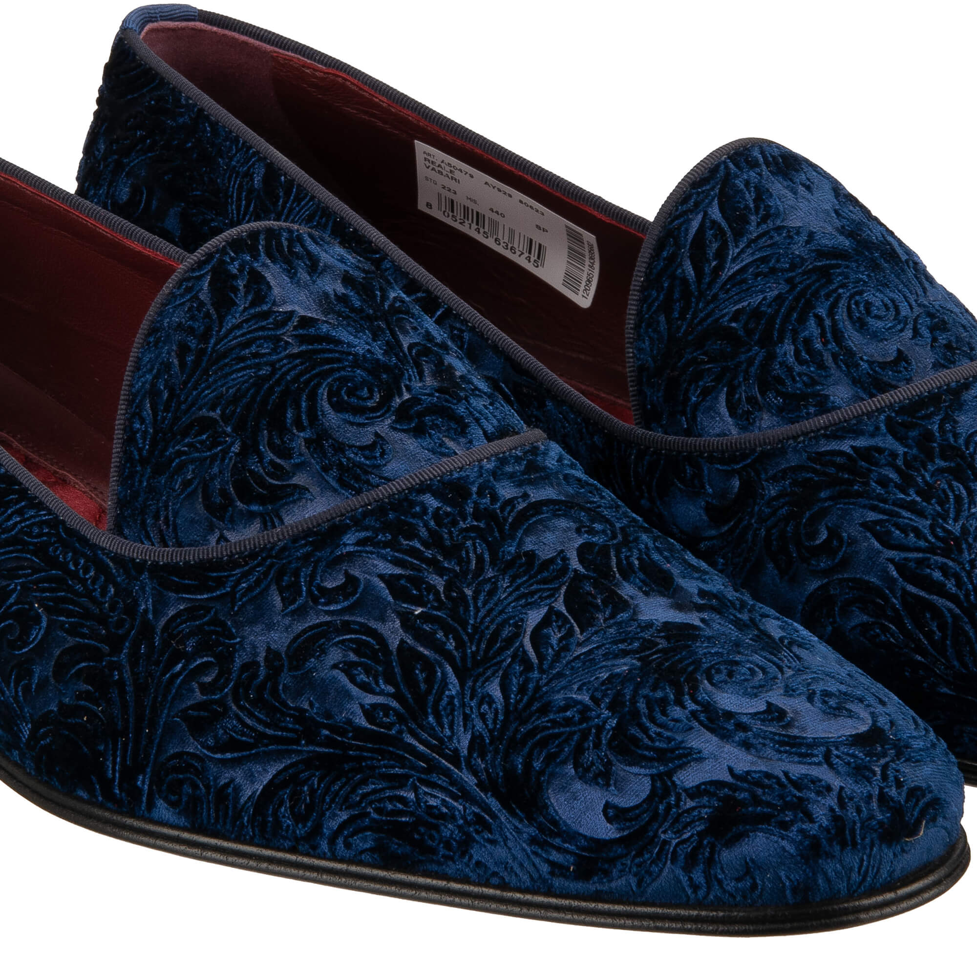 Barock Samt Mokassins Schuhe VASARI mit DG Gold Metall Logo in Blau von DOLCE & GABBANA