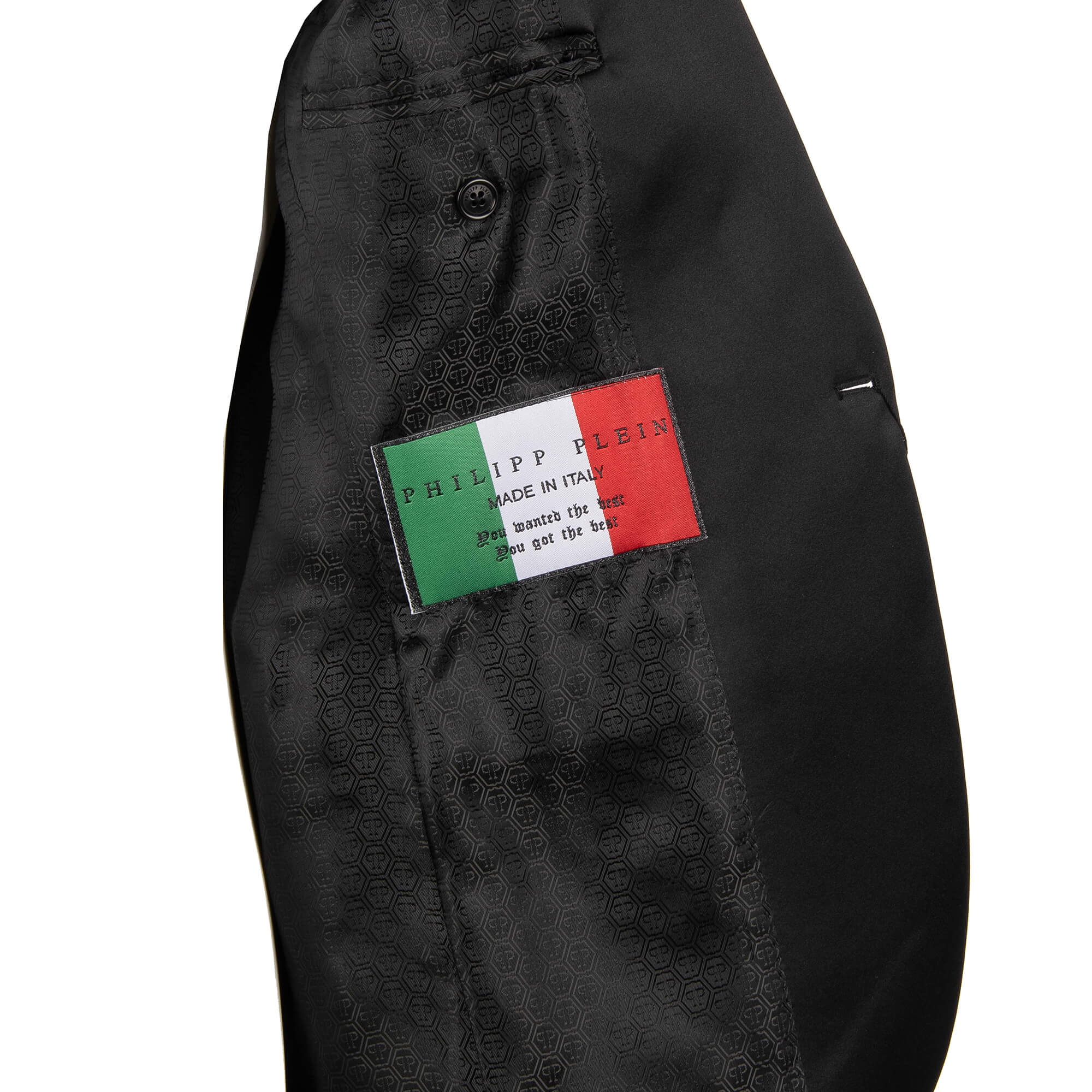 Printed Blazer LOWER with contrast satin reverse and logo in front by PHILIPP PLEIN