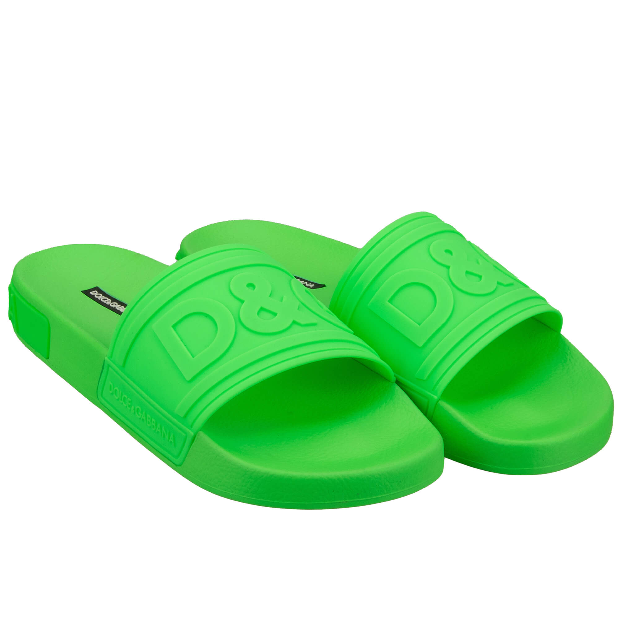 Slides Sandalen Schuhe D&G Logo Neon Grün 43 UK 9 US 10