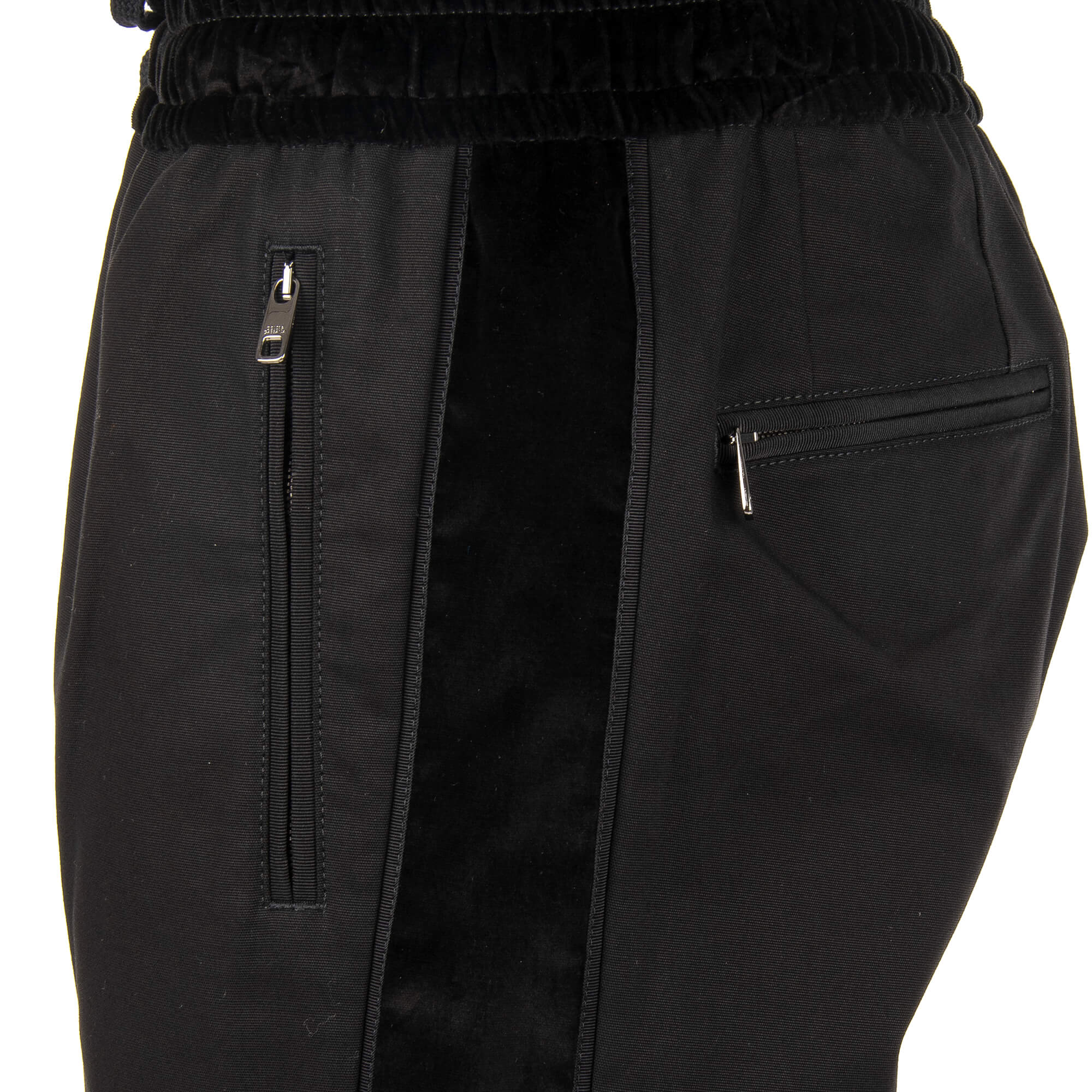 Chino Hose aus Baumwolle mit Kontraststreifen aus Samt, Taschen mit Reißverschluss und elastischer Taille von DOLCE & GABBANA 