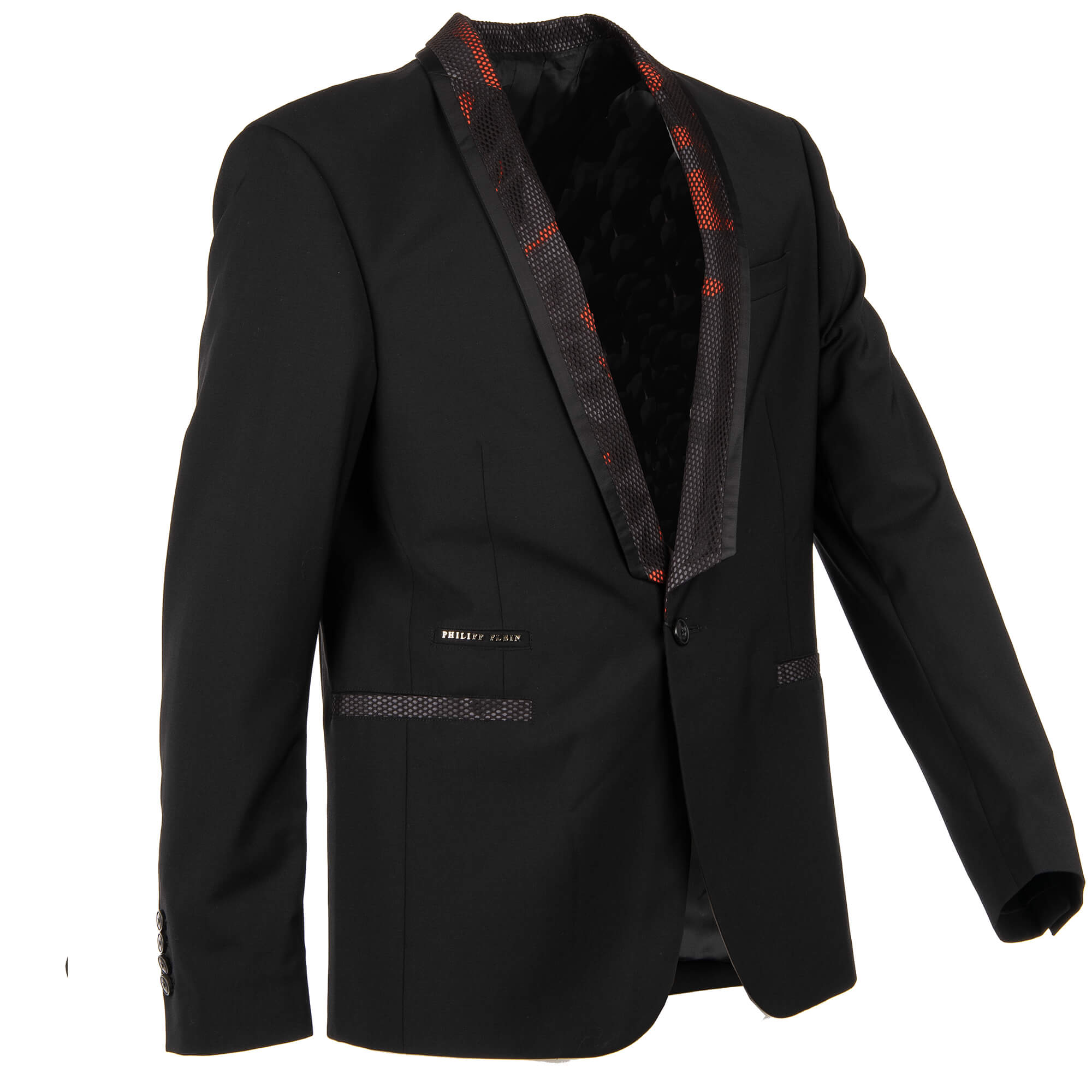 Cotton Blazer JUMP IN with embroidered skull at the back, perforated details and logo in front by PHILIPP PLEIN