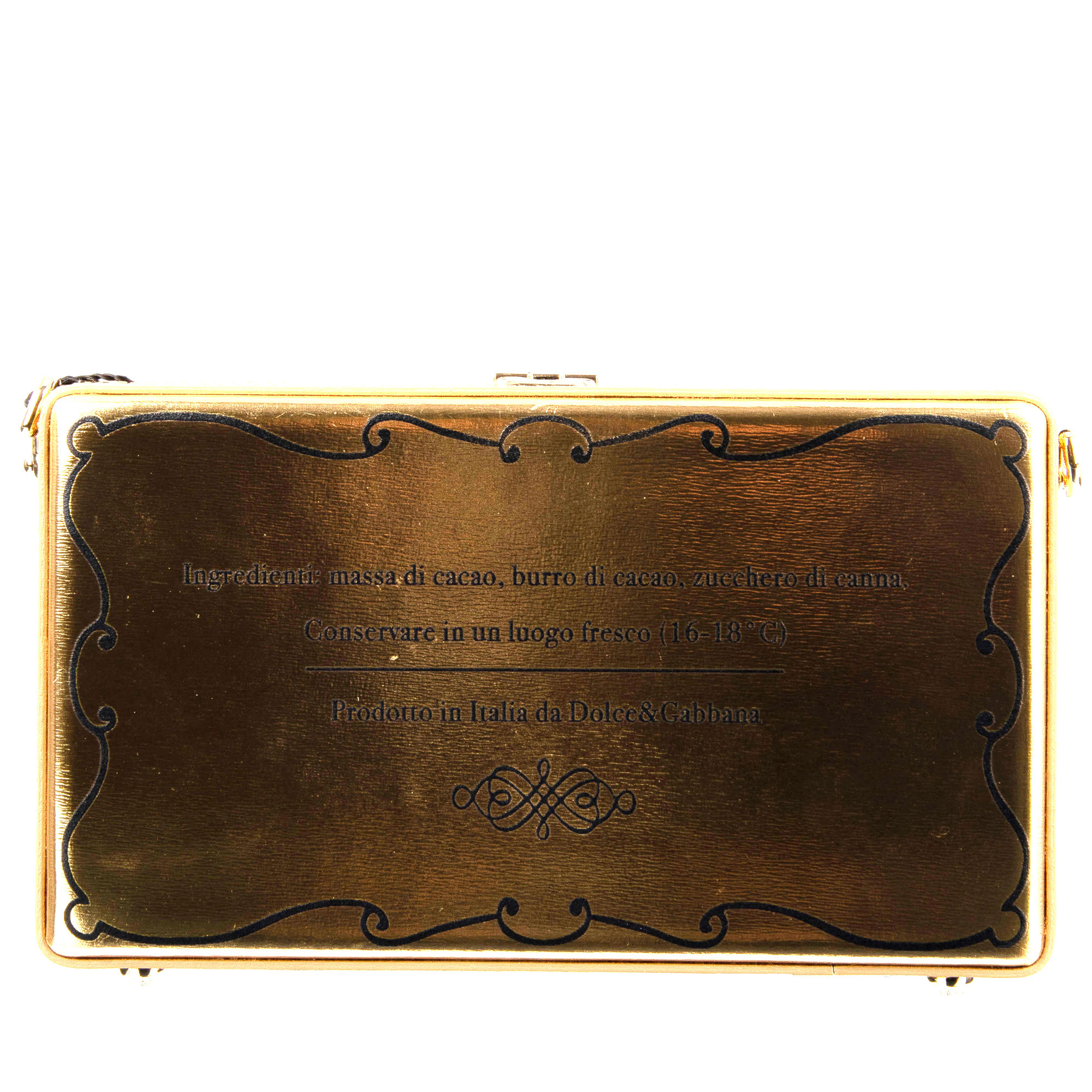 Metallic Cioccolato Box Clutch Bag / Shoulder Bag DOLCE BOX made of nappa leather with print on both sides and decorative padlock by DOLCE & GABBANA Black Label