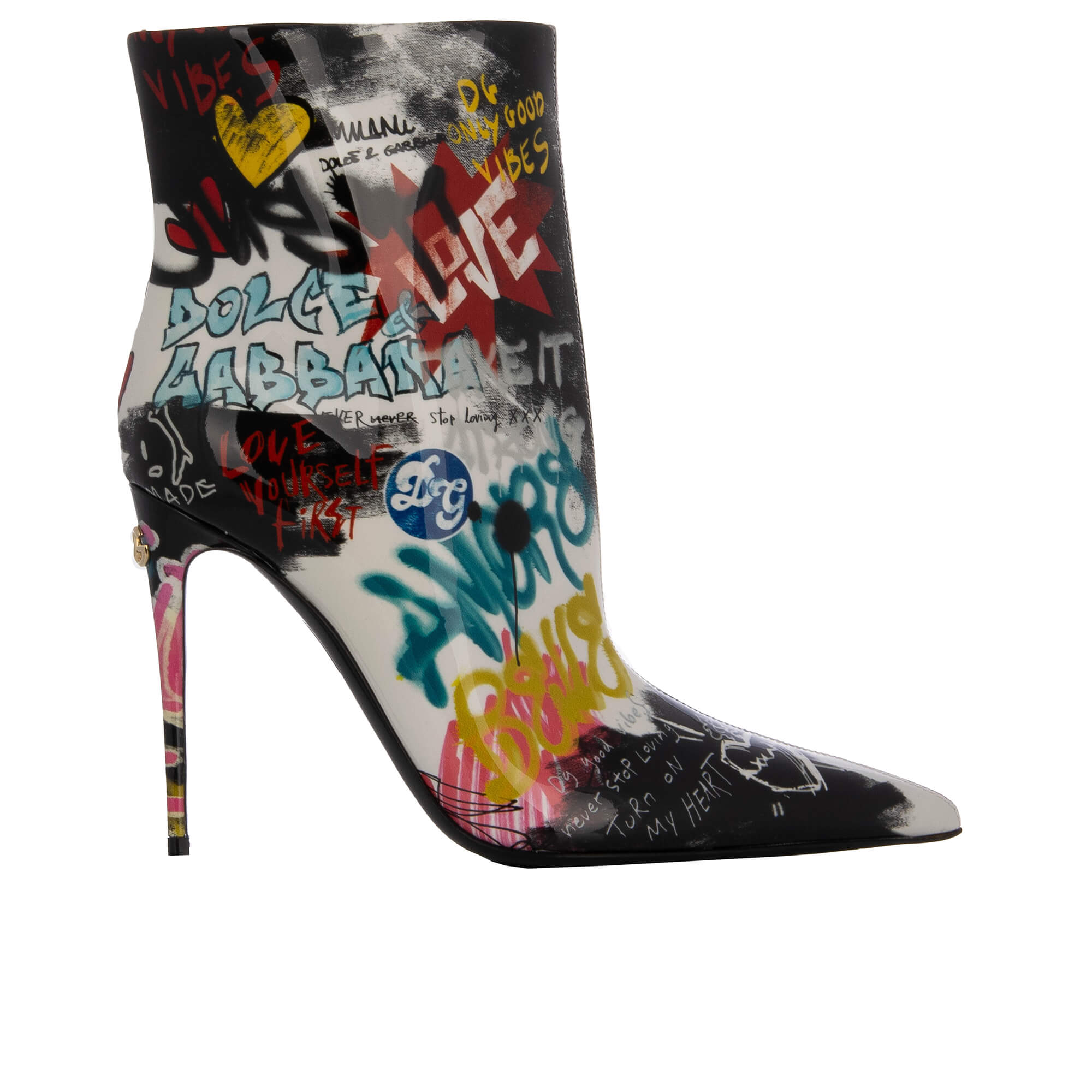 Grafiti DG Logo Patent Leather Pumps Boots LOLLO White Black