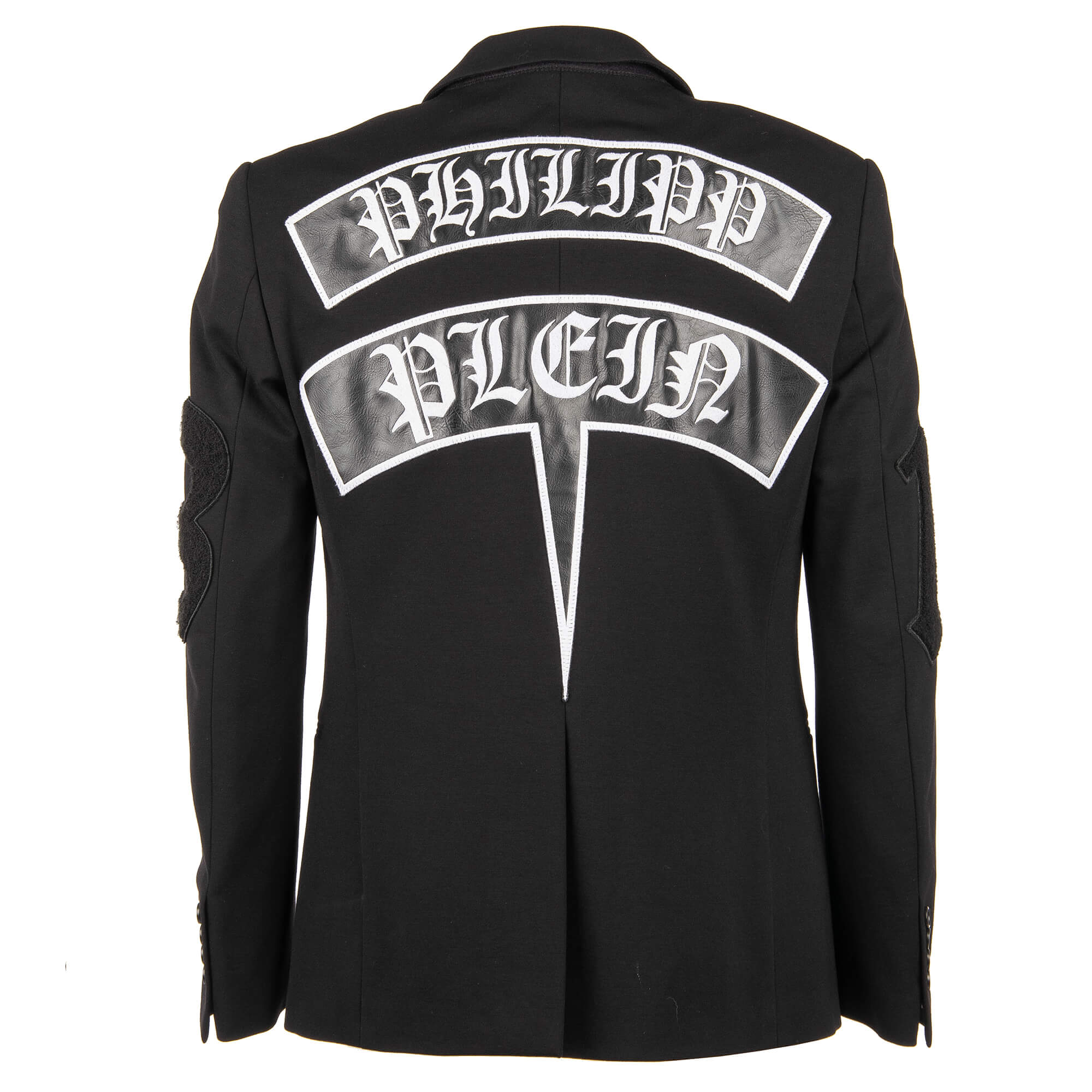 Blazer SPECIAL TWO with embroidered hieroglyphs, embroidered logo on leather at the back and logo in front by PHILIPP PLEIN