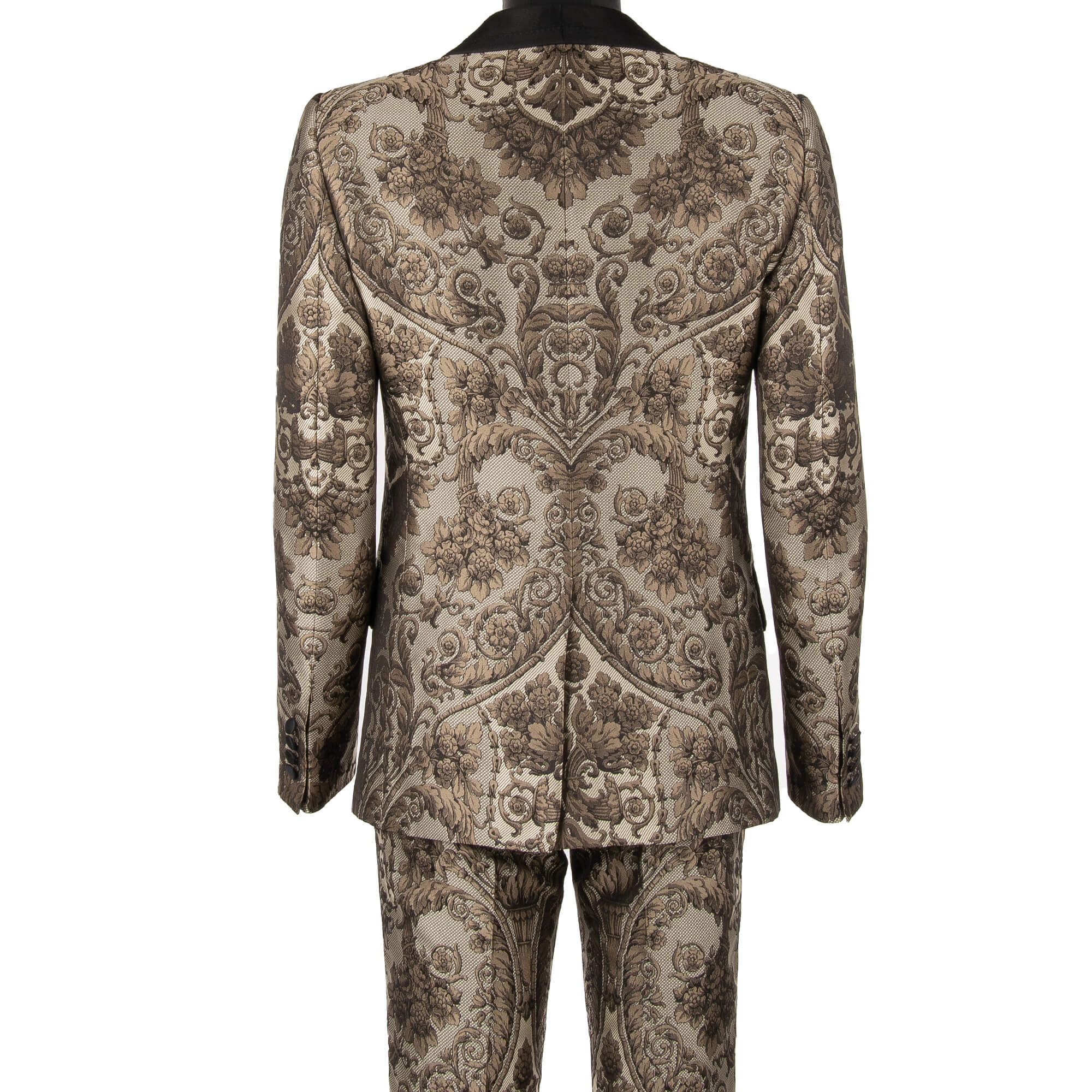 3 piece Floral Jacquard Baroque suit in black and beige by DOLCE & GABBANA