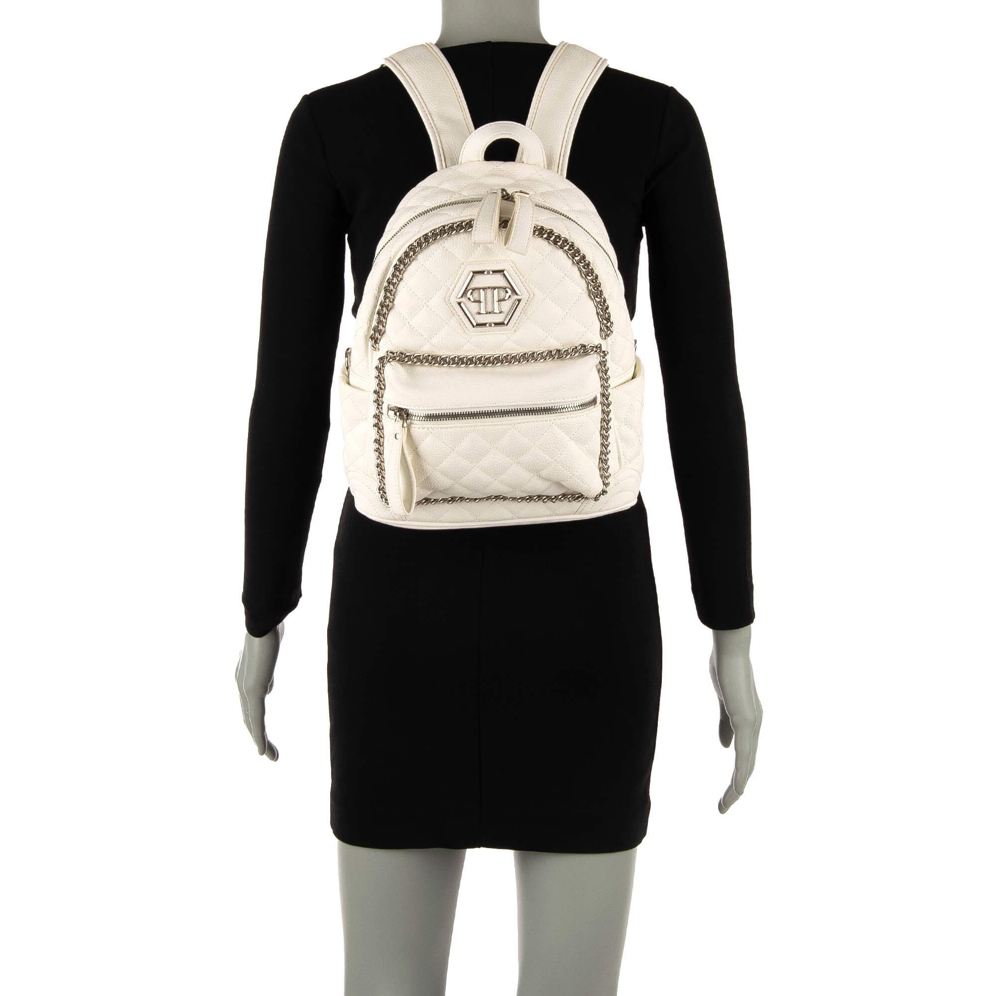 Junior backpack ACHILLEA with quilted texture, chains and logo plates by PHILIPP PLEIN JUNIOR