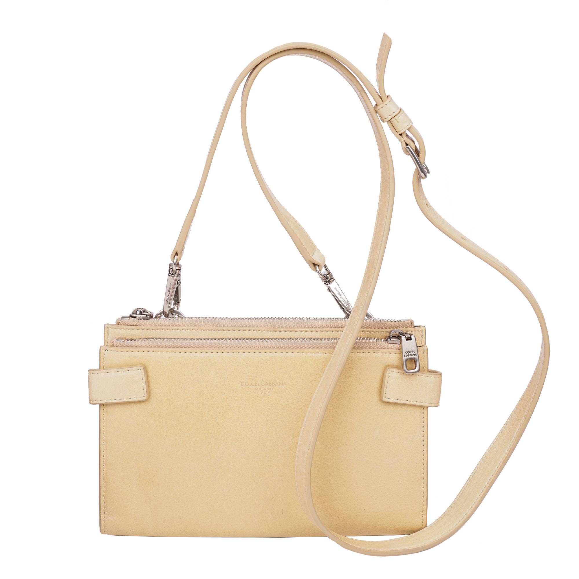 Strap Shoulder Bag Wallet Credit Card Etui Leather Beige