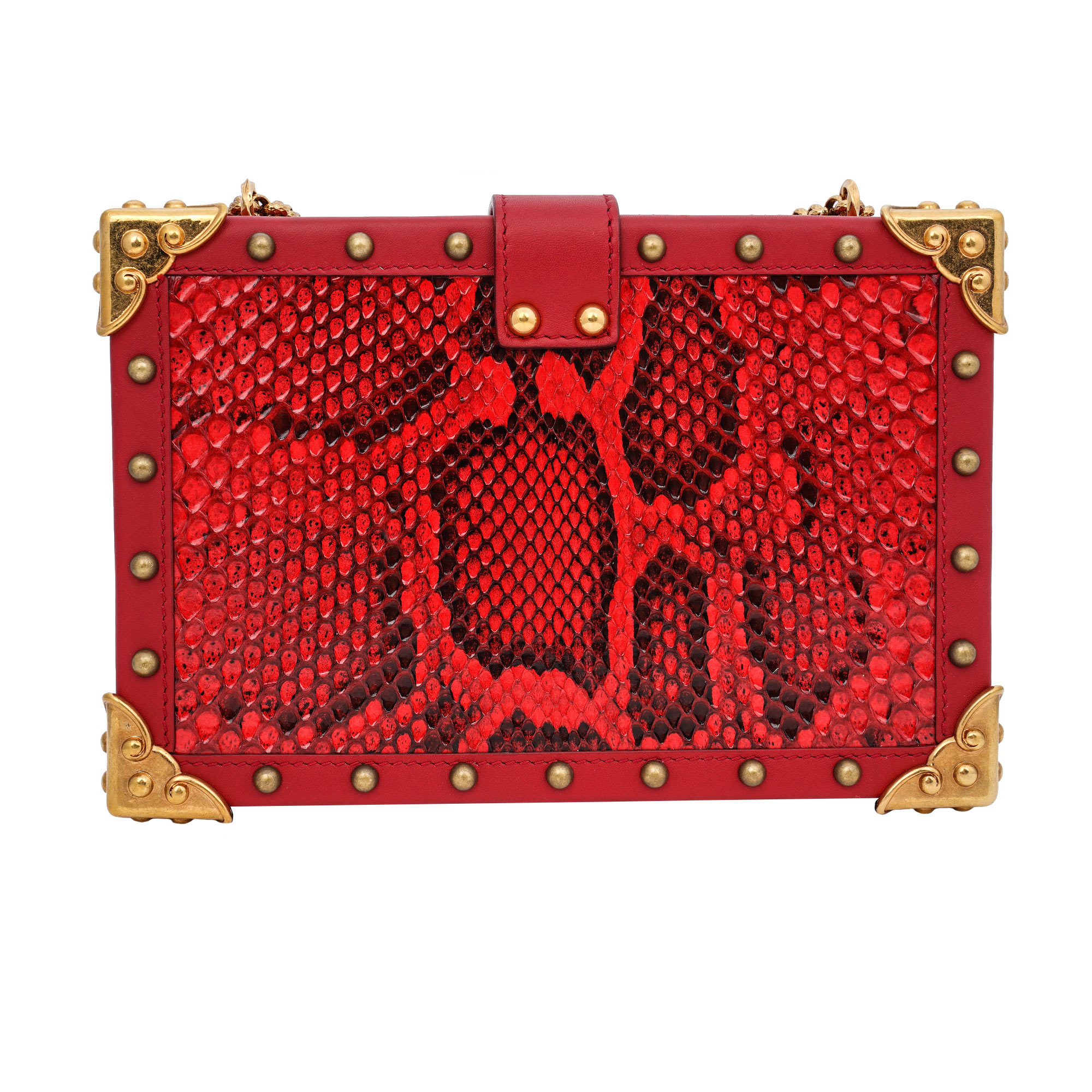 Box Clutch / Schultertasche MY HEART aus Schlangenleder mit dekorativem Herz Schloss, Nieten und Schulterriemen von DOLCE & GABBANA