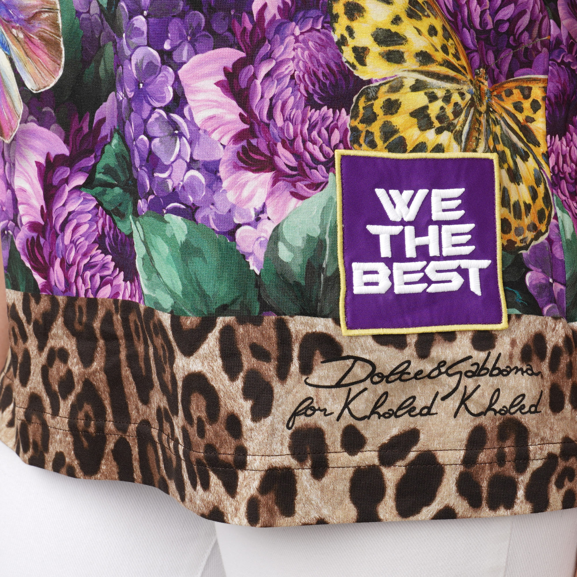 Cotton T-Shirt with Butterfly Leopard Flower print in purple by DOLCE & GABBANA X DJ KHALED