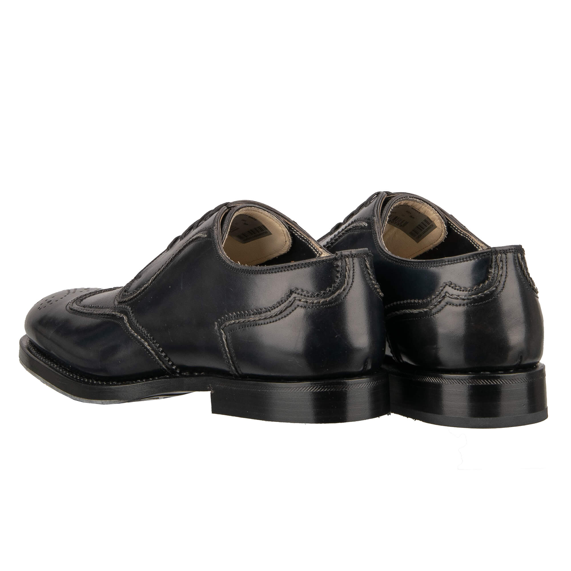 Handmade leather derby shoes ROMA with Good Year sole in blue by DOLCE & GABBANA SARTORIA