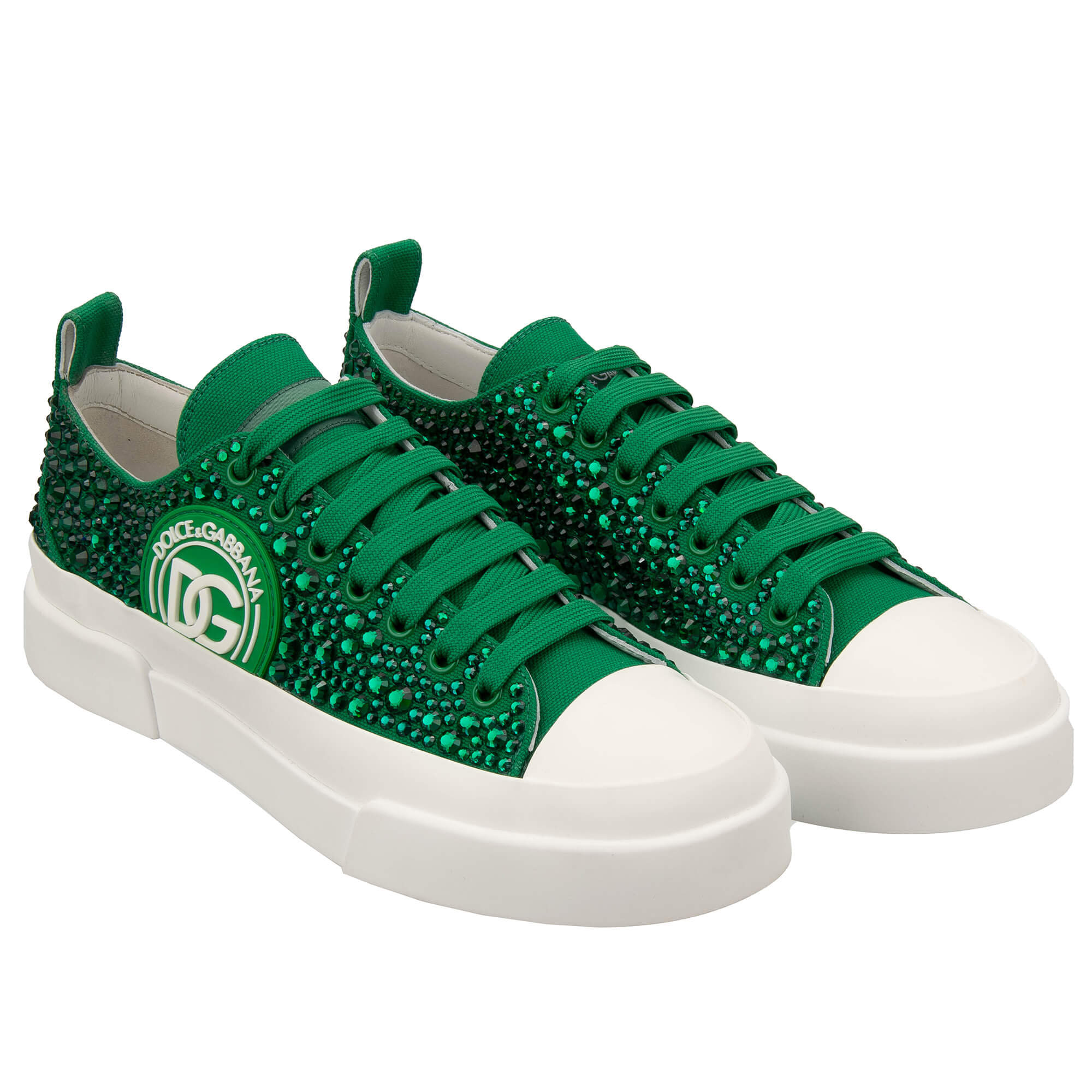 DG Logo Kristall Damen Sneaker PORTOFINO Weiß Grün 41 US 11