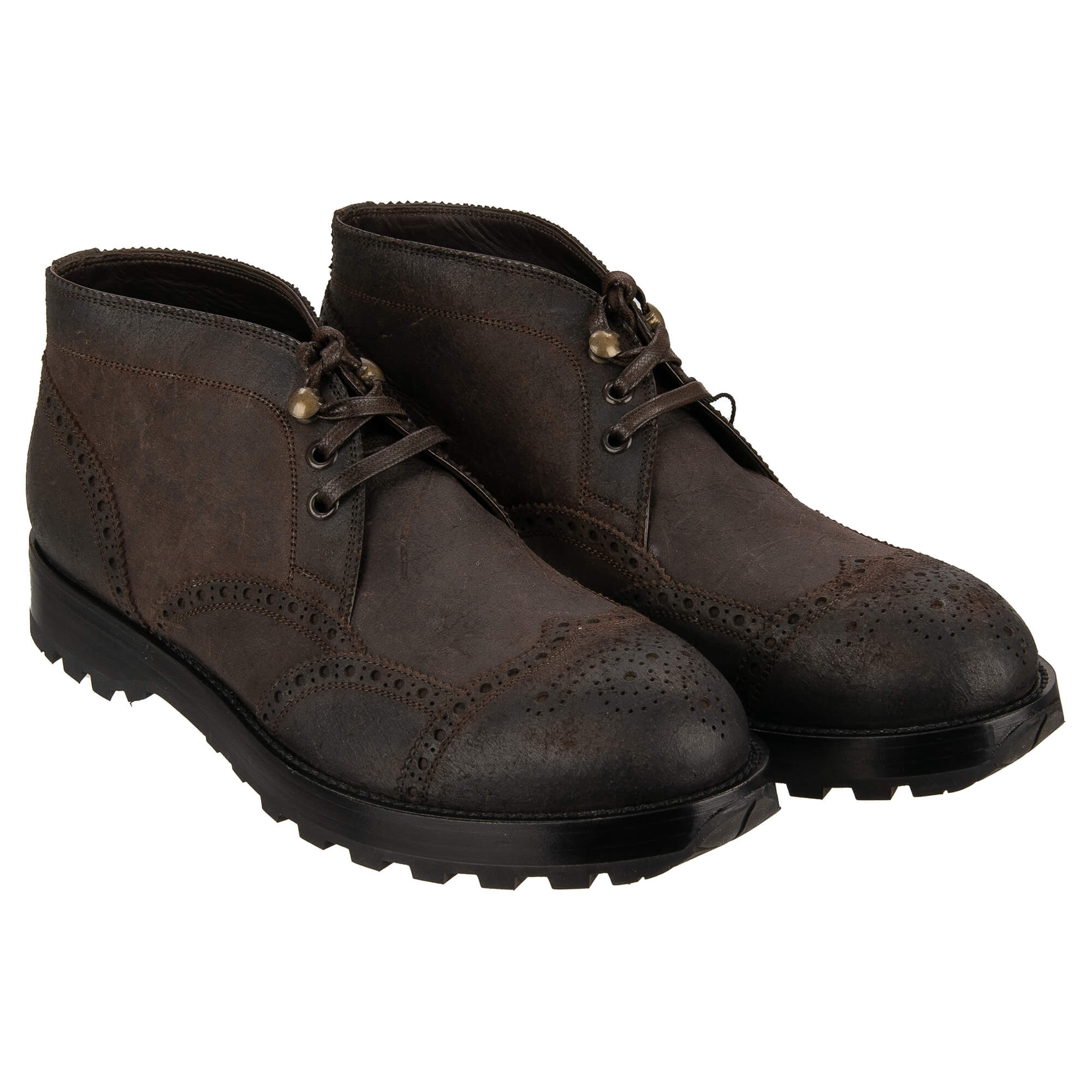 Classic Lace Leather Boots Shoes Brown