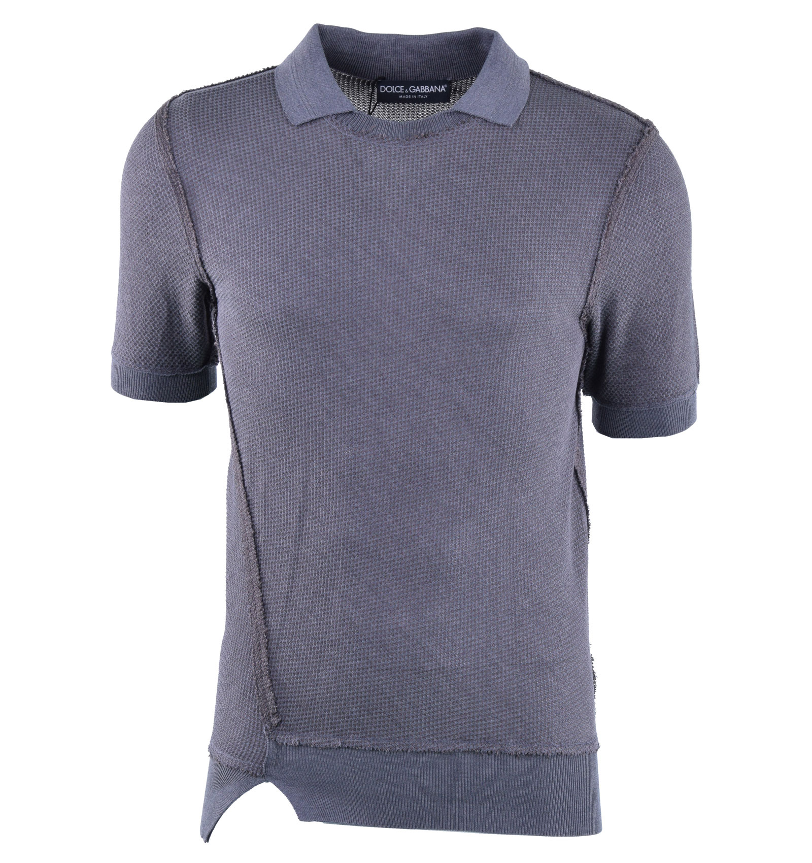 Knitted Silk Polo Shirt Gray 44 XS