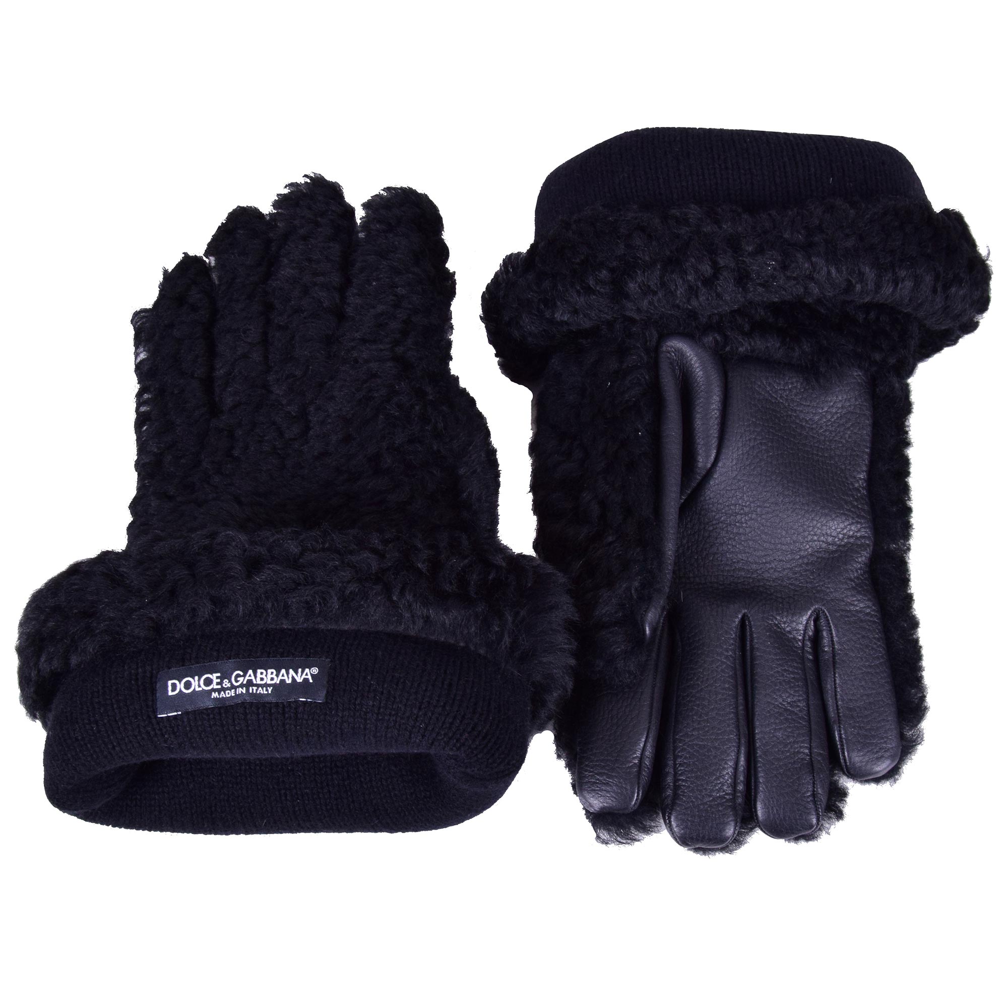 Handschuhe im Ritter Stil aus Hirschleder mit Pelz aus Lamm, gefüttert mit Kaninchen Pelz von Dolce & Gabbana Black Label
