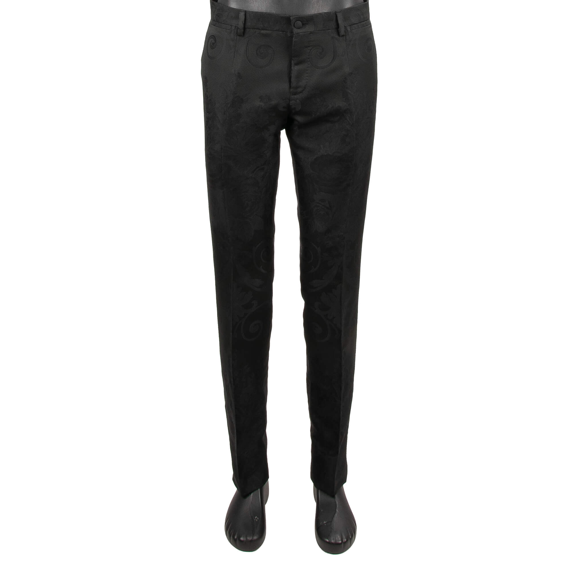 Baroque jacquard 3 piece suit, jacket, waistcoat, pants with shawl lapel in white and black by DOLCE & GABBANA 