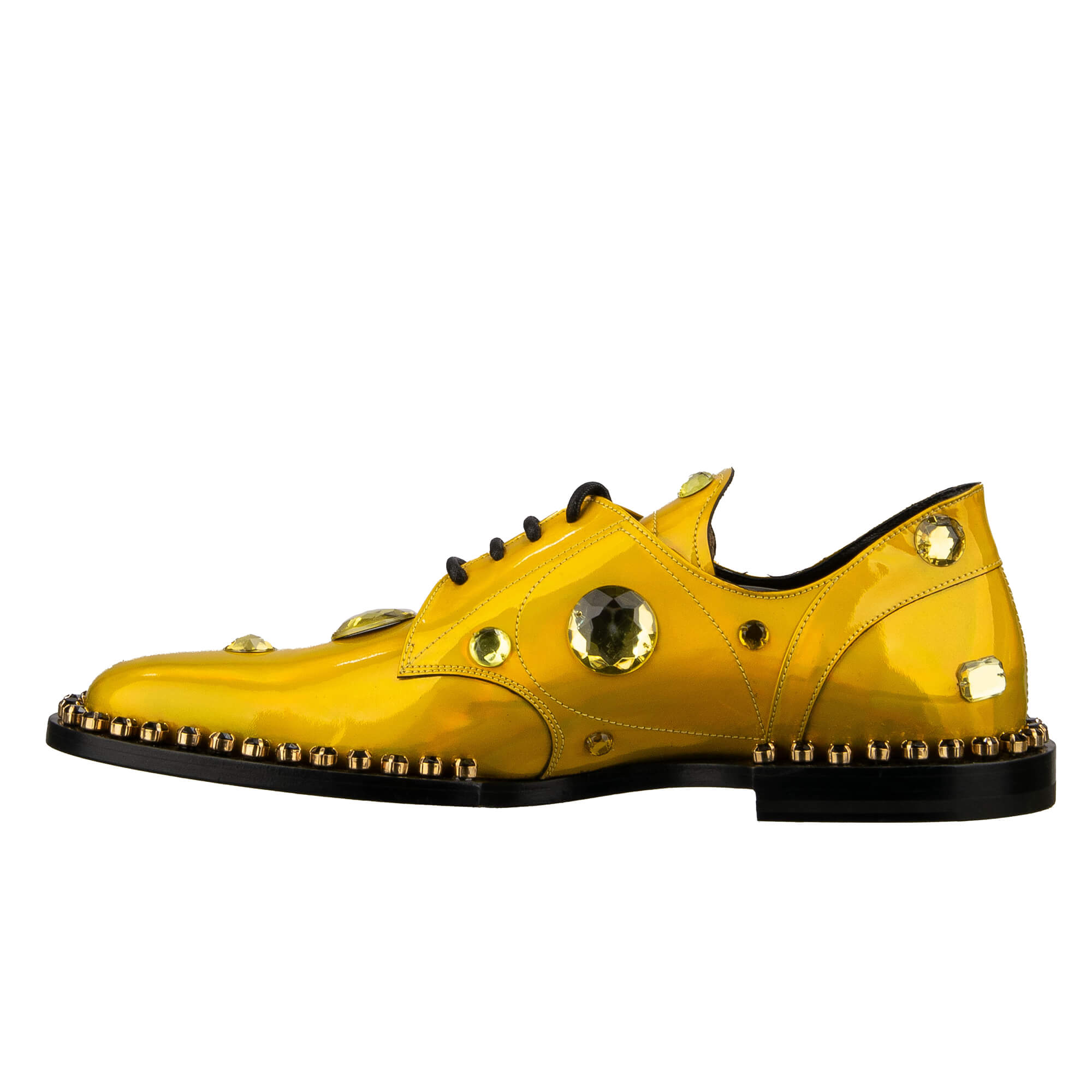 Derby Schuhe RAFFAELLO aus Lackleder mit überall verteilten Kristallen in Gelb Gold von DOLCE & GABBANA