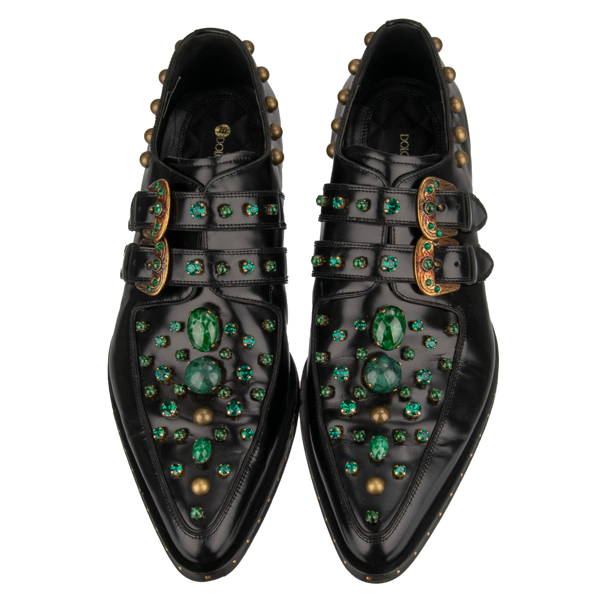 Derby Schuhe MILLENNIALS aus Leder mit Kristallen, Nieten und Steinen und Absatz mit DG Logo in Weiß und Azur von DOLCE & GABBANA