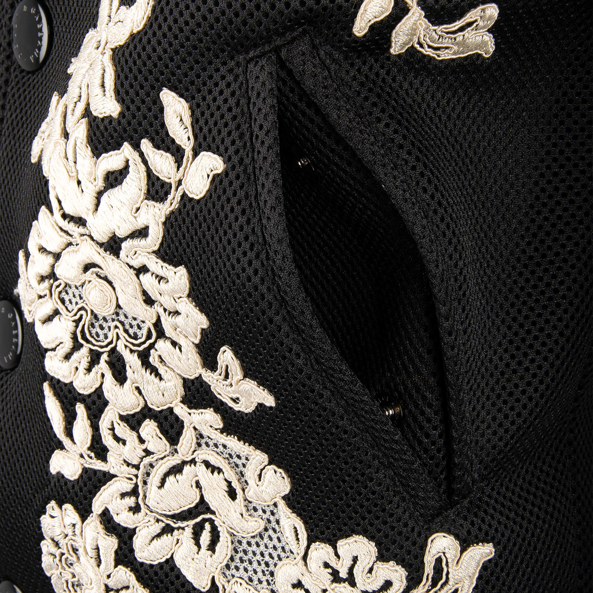 Floral embroidered, perforated bomber jacket with snap buttons by DOLCE & GABBANA