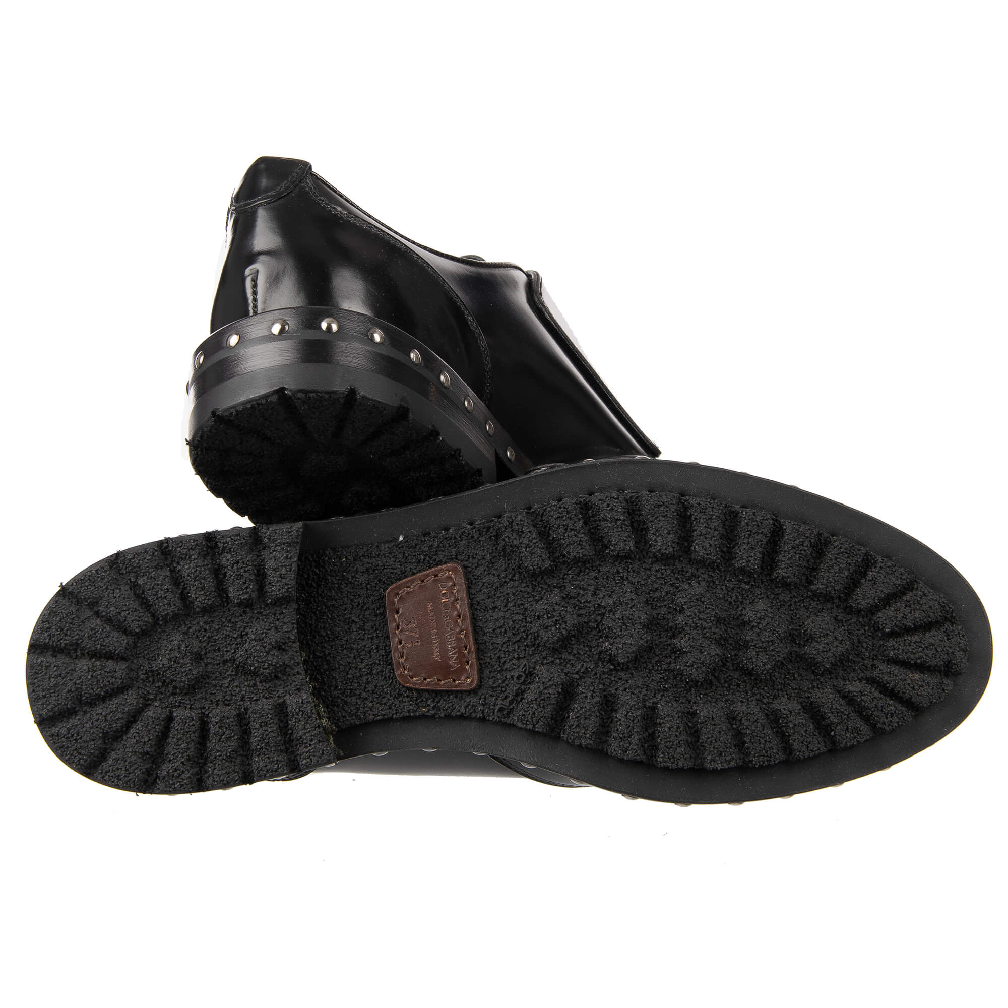 Nieten Schuhe BOY aus Leder mit Monkstrap in Schwarz von DOLCE & GABBANA