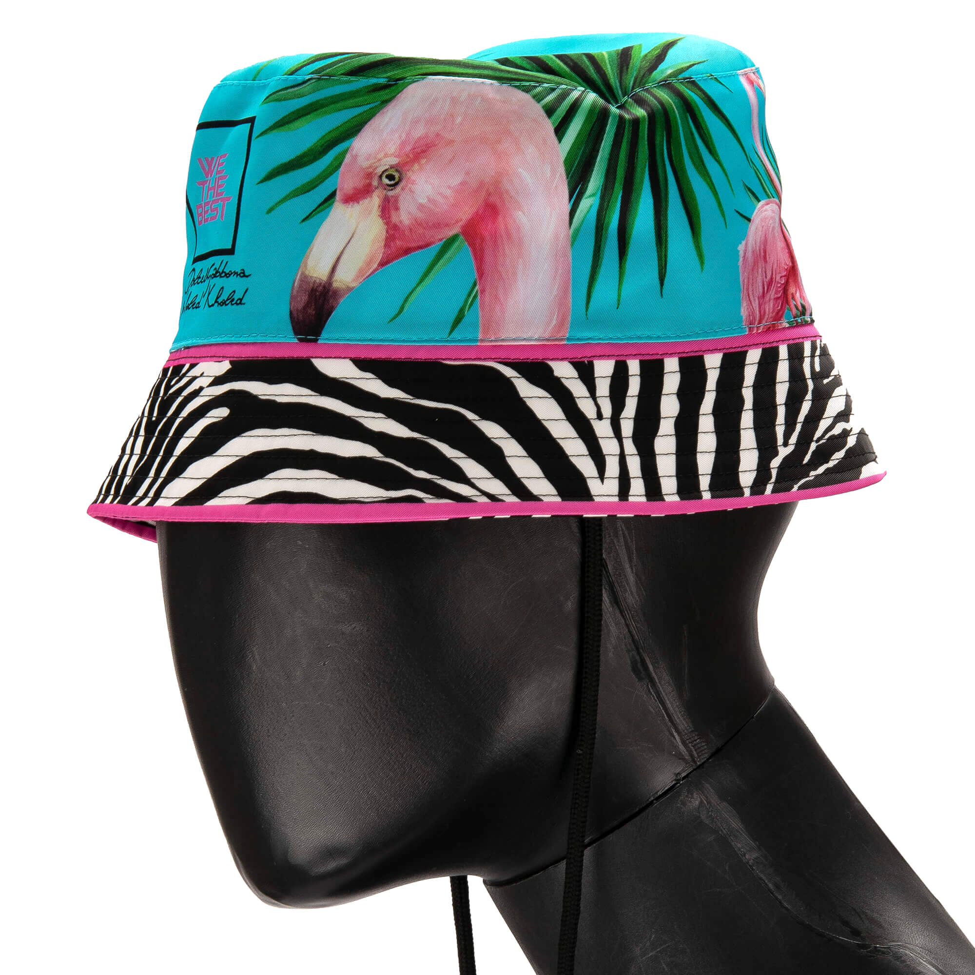 Fischerhut / Mütze mit Flamingo, Zebra, Pflanzen und Logo Print und verstellbarem Senkel-Verschluss von DOLCE & GABBANA - DOLCE & GABBANA x DJ KHALED Limited Edition