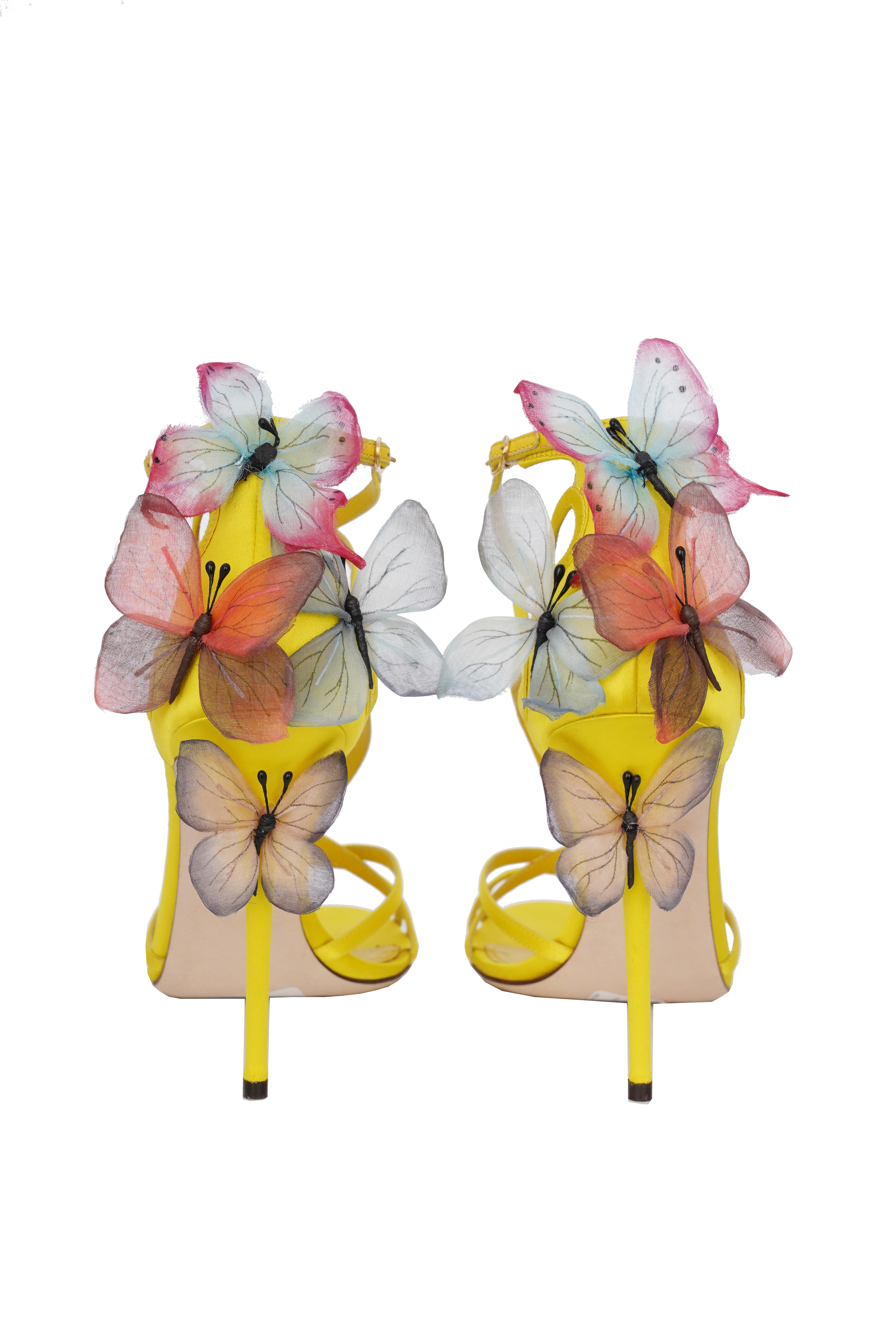 Seide Pumps Sandalen KEIRA mit Schmetterling und Riemchen in gelb von DOLCE & GABBANA