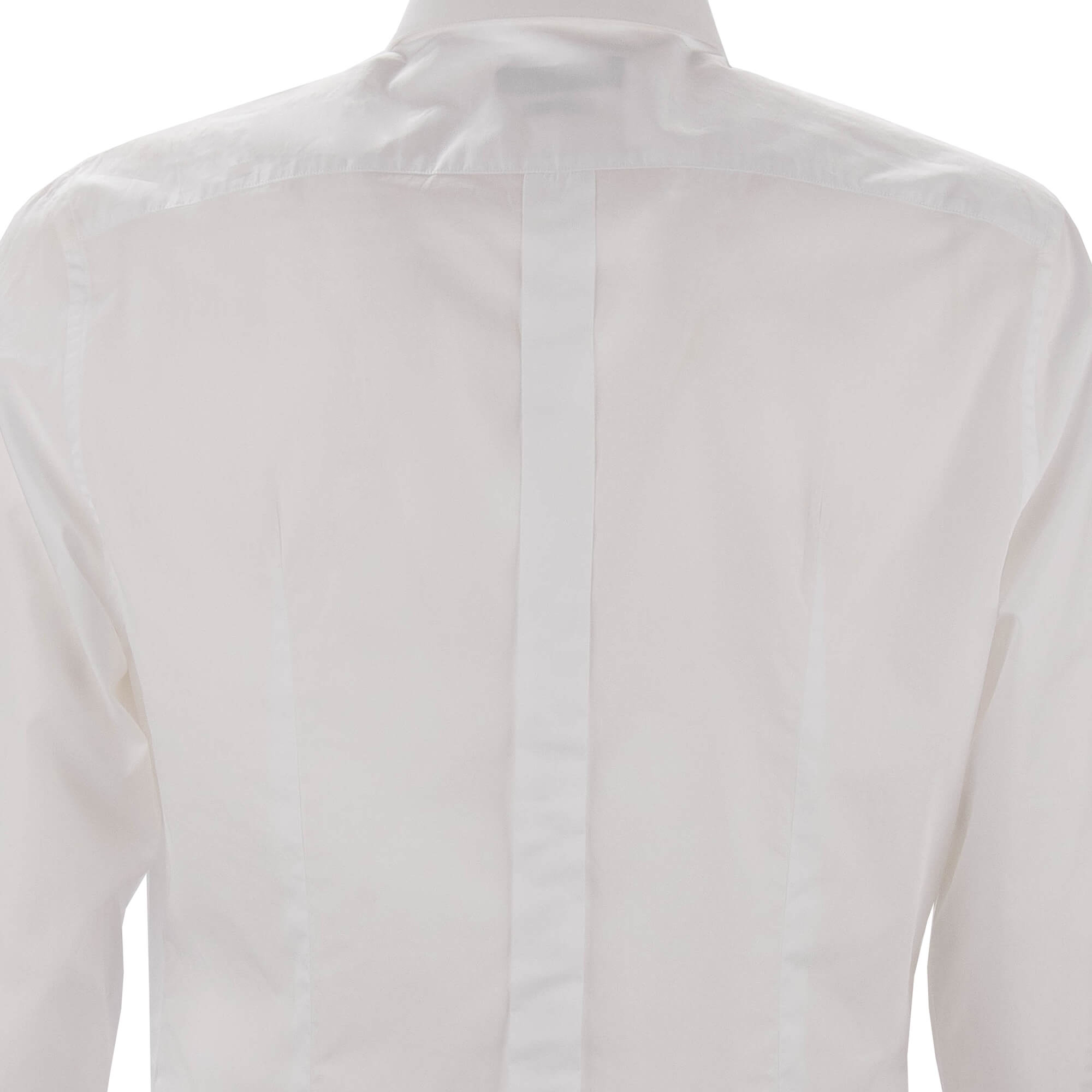 Cotton shirt with baroque pearl, crystal embroidered crowns in white by DOLCE & GABBANA
