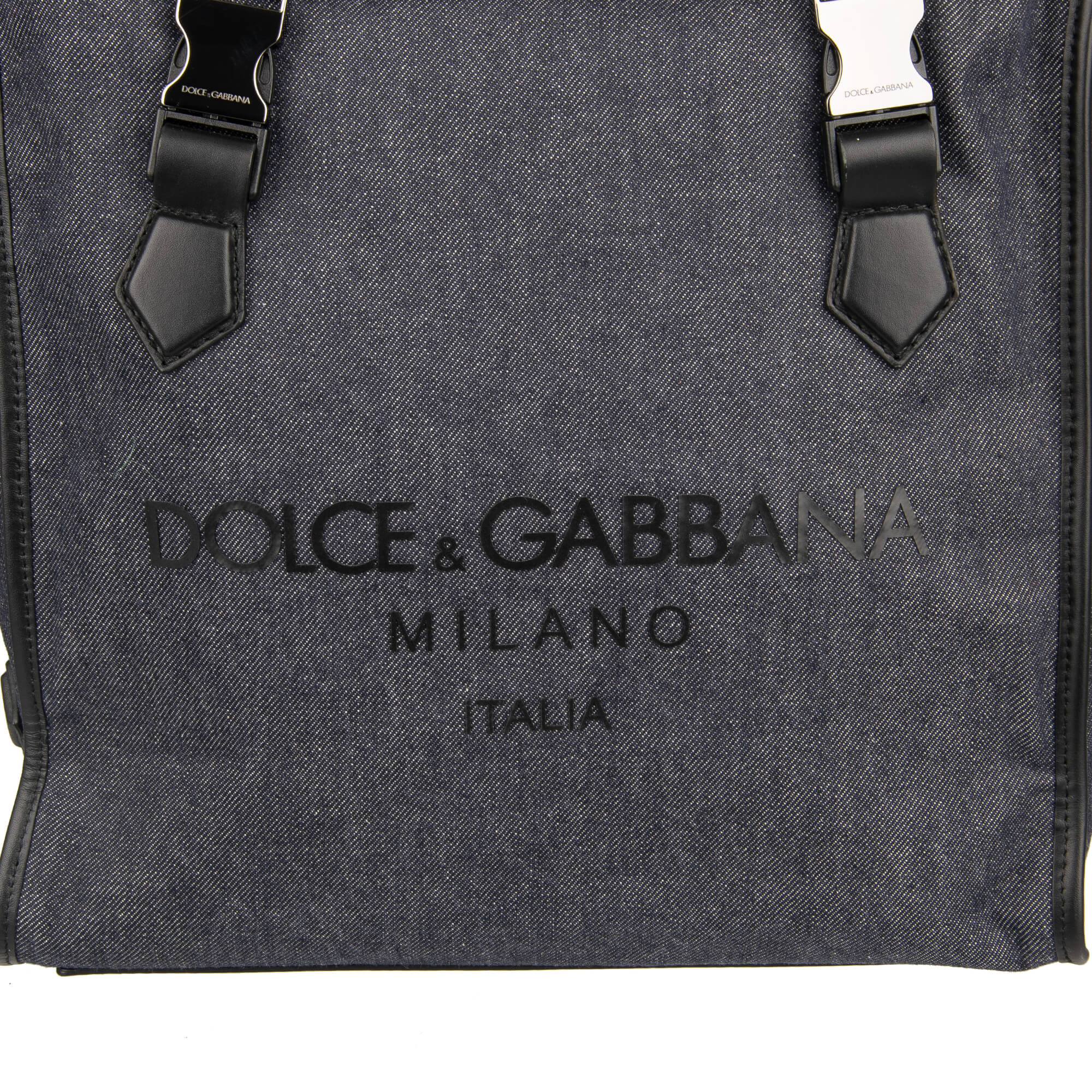 Großer Rucksack EDGE aus Denim und Leder mit Reißverschluss und großem Logo von DOLCE & GABBANA