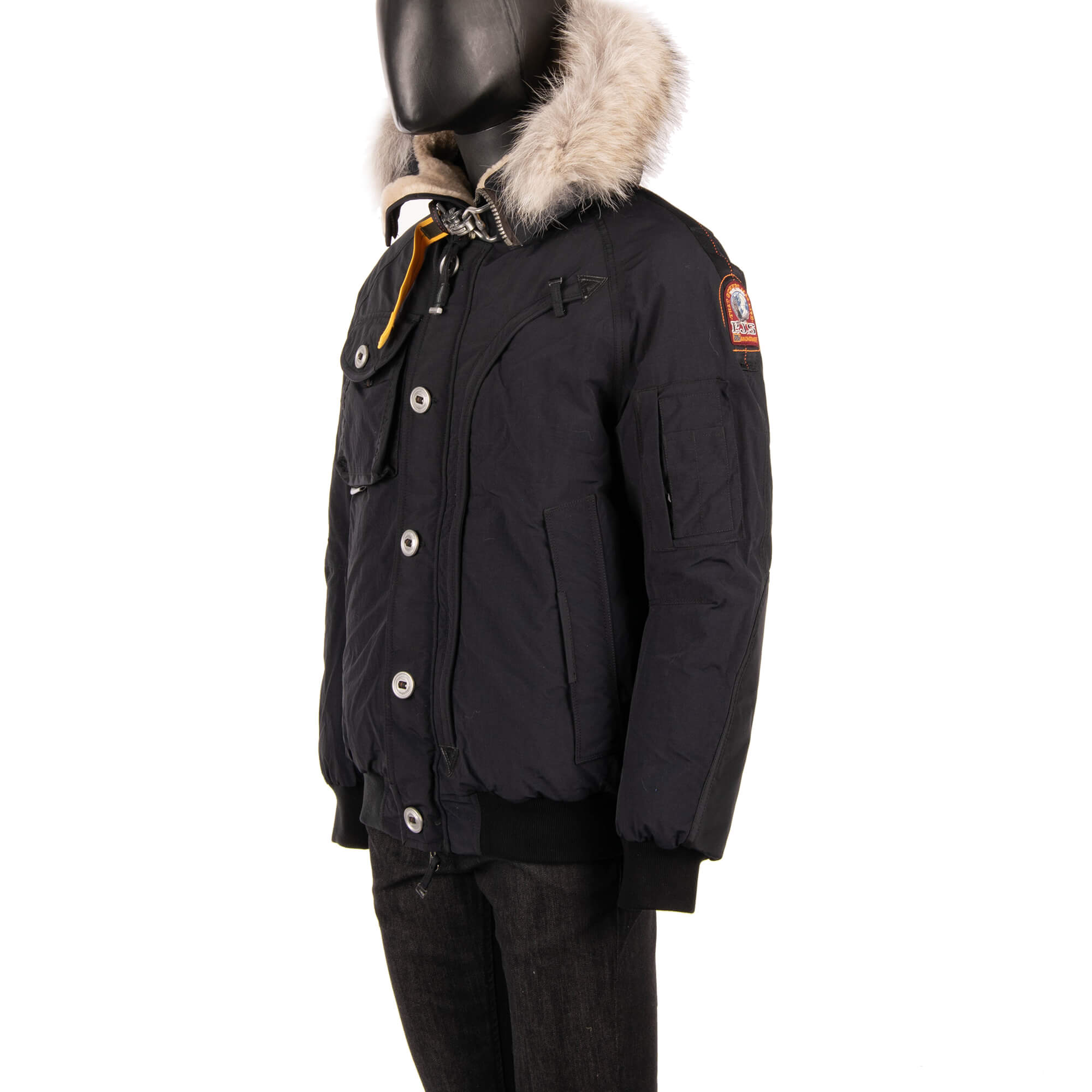 Polar Bomber Down Jacket TRIBE with Fur Hood Pencil Black L 08922