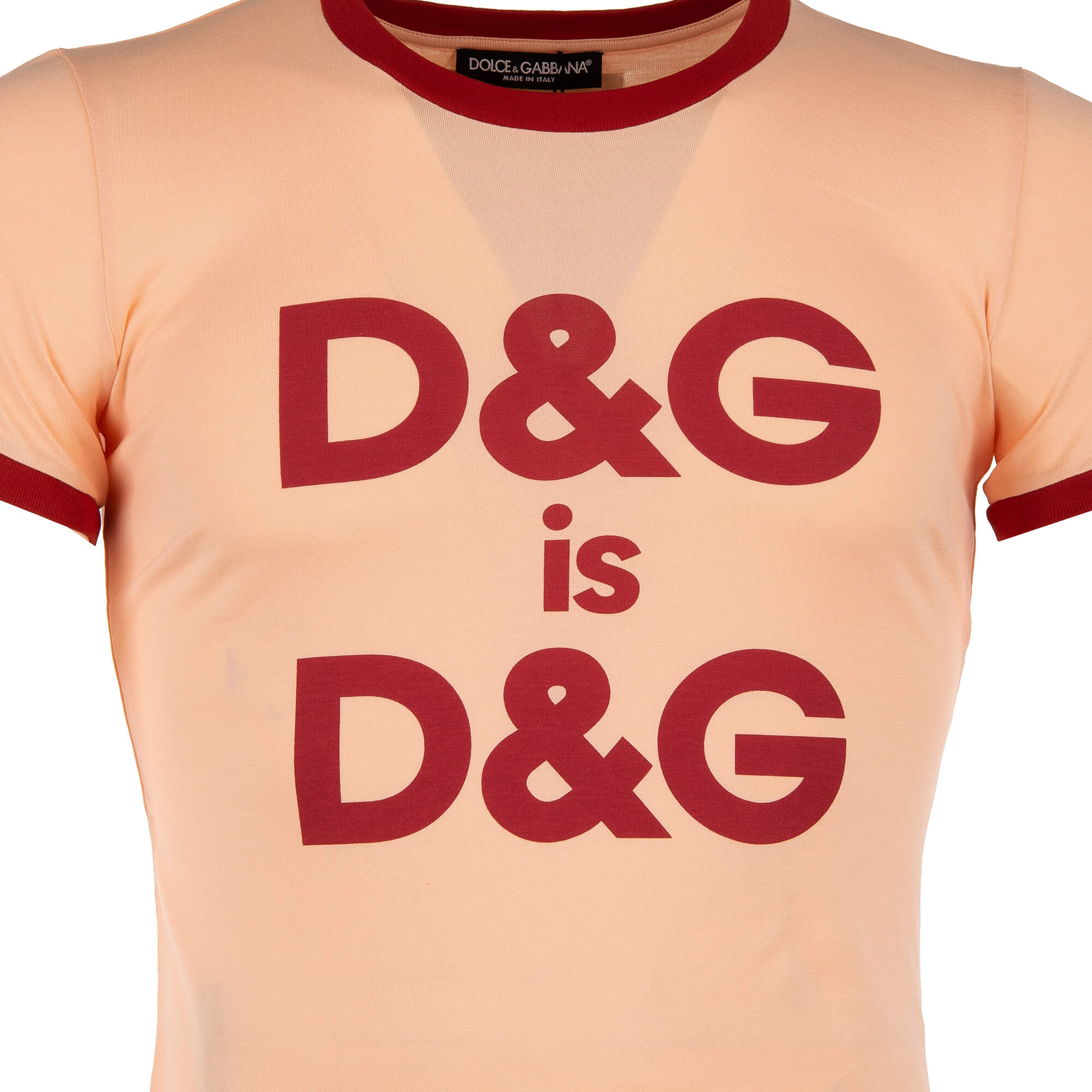 Cotton T-Shirt with "D&G is D&G" logo print, logo sticker at the back and ripped details by DOLCE & GABBANA