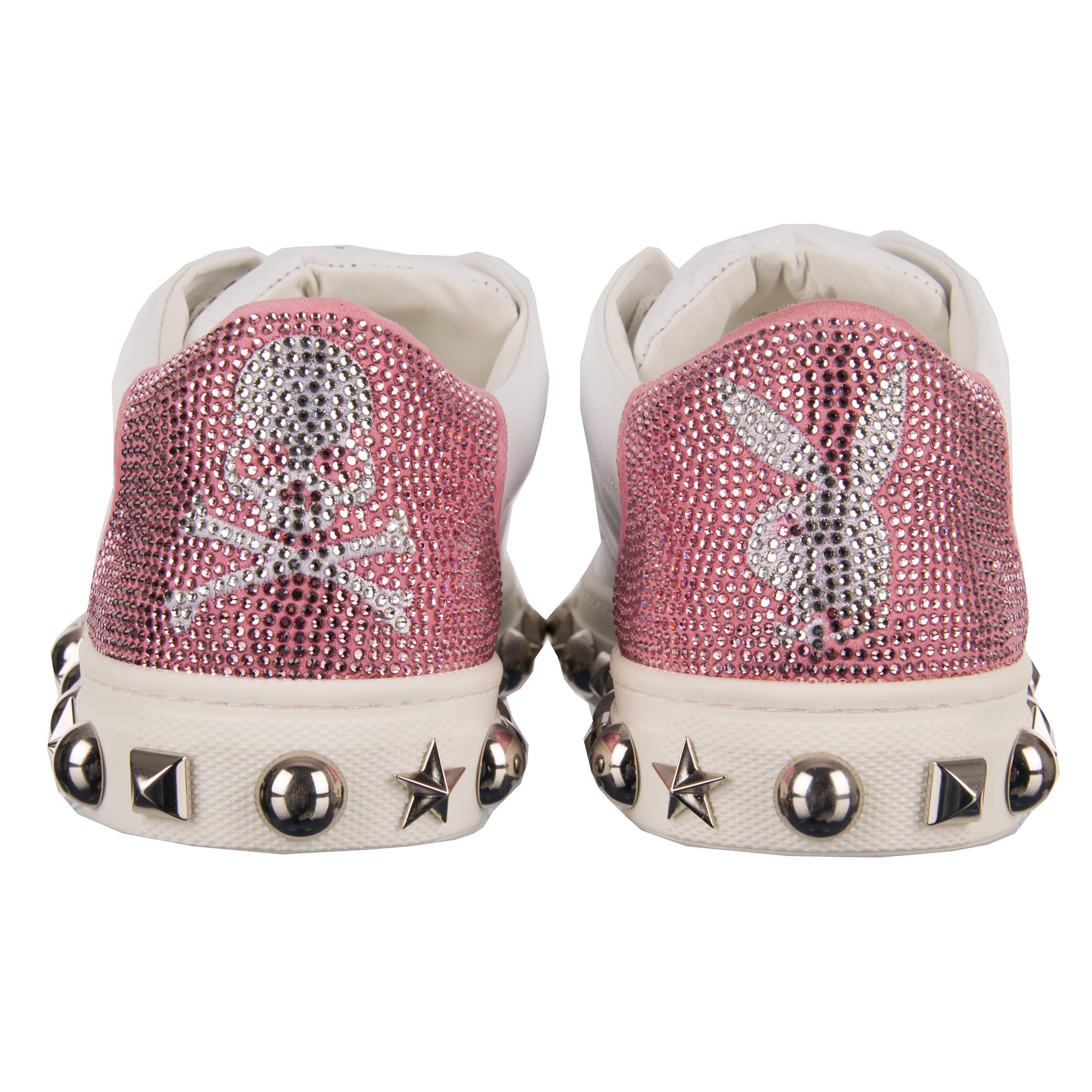 PLAYBOY Crystal Bunny Skull Sneaker Shoes White Pink 39 14579