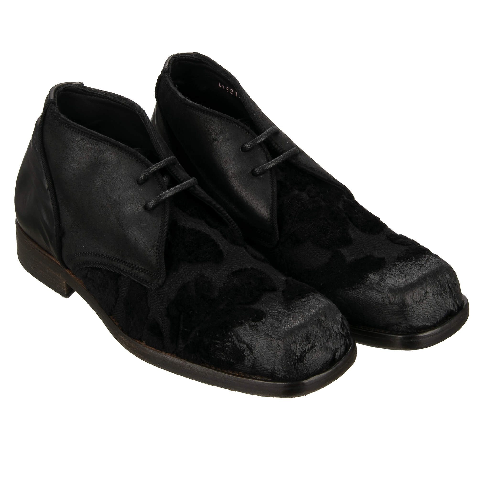 Baroque Vintage Effect Leather Boots Shoes Black 40 UK 6 US 7