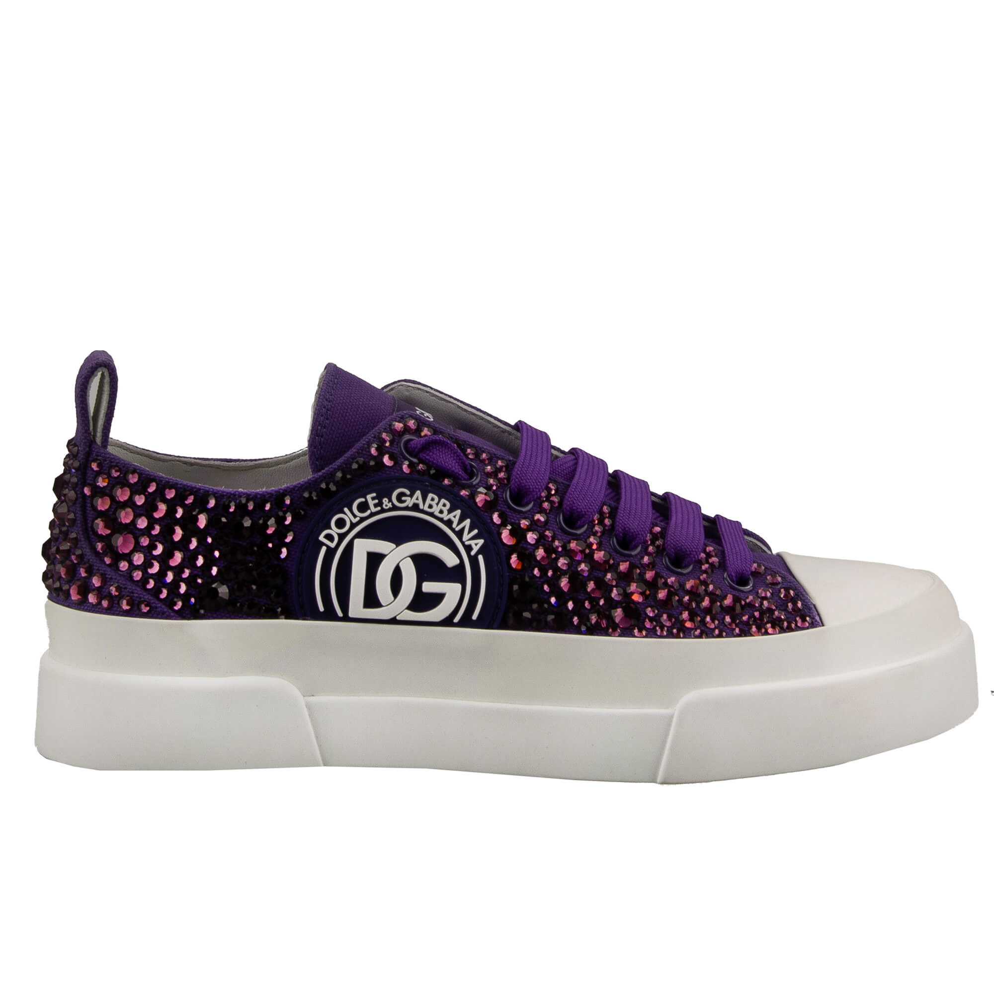 Women Crystal DG Logo Sneaker PORTOFINO Light Purple White