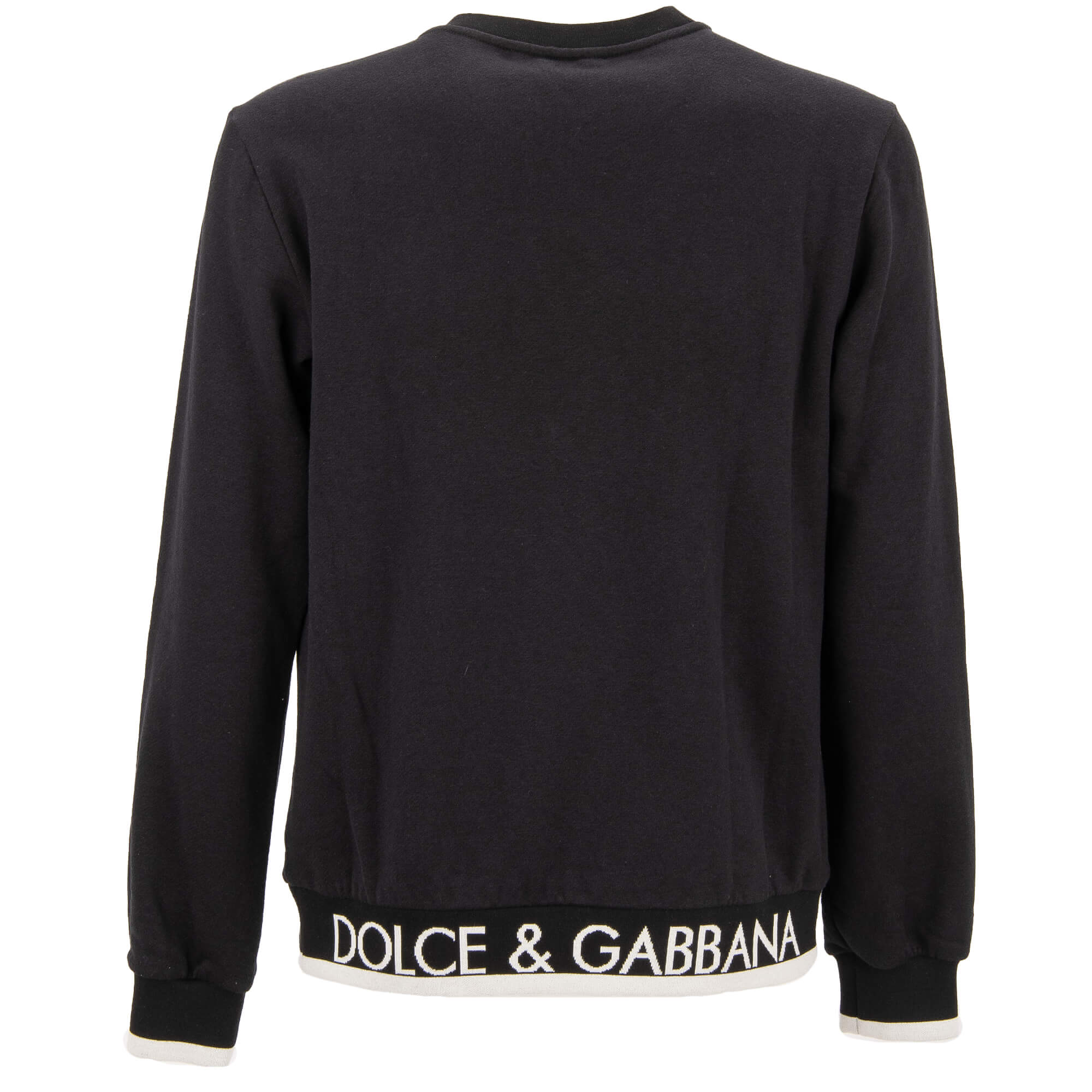 Sweater / Pullover aus Baumwolle mit bestickter Krone und Logo Print von DOLCE & GABBANA