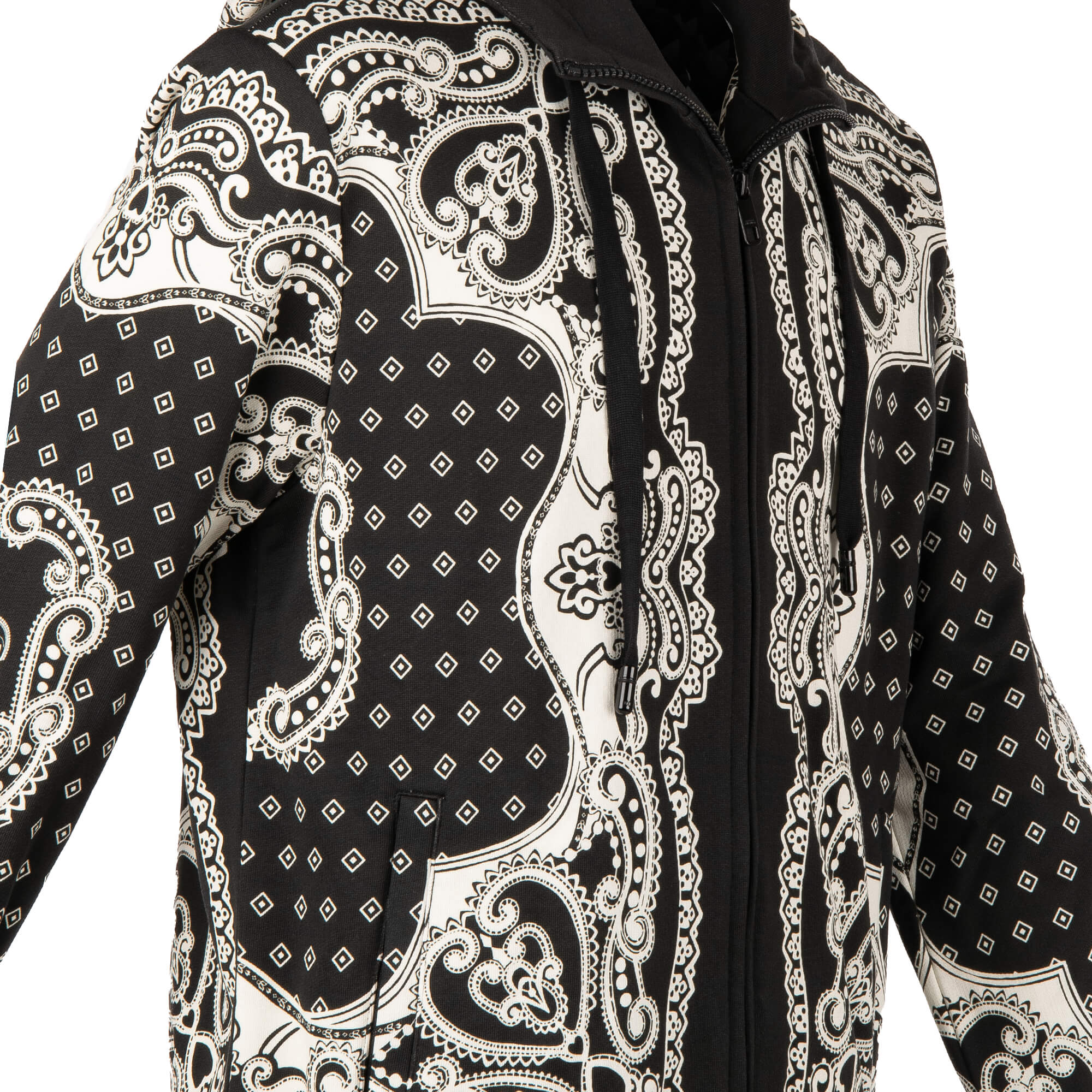 Bandana and Crown printed hooded jacket with zip closure and pockets by DOLCE & GABBANA