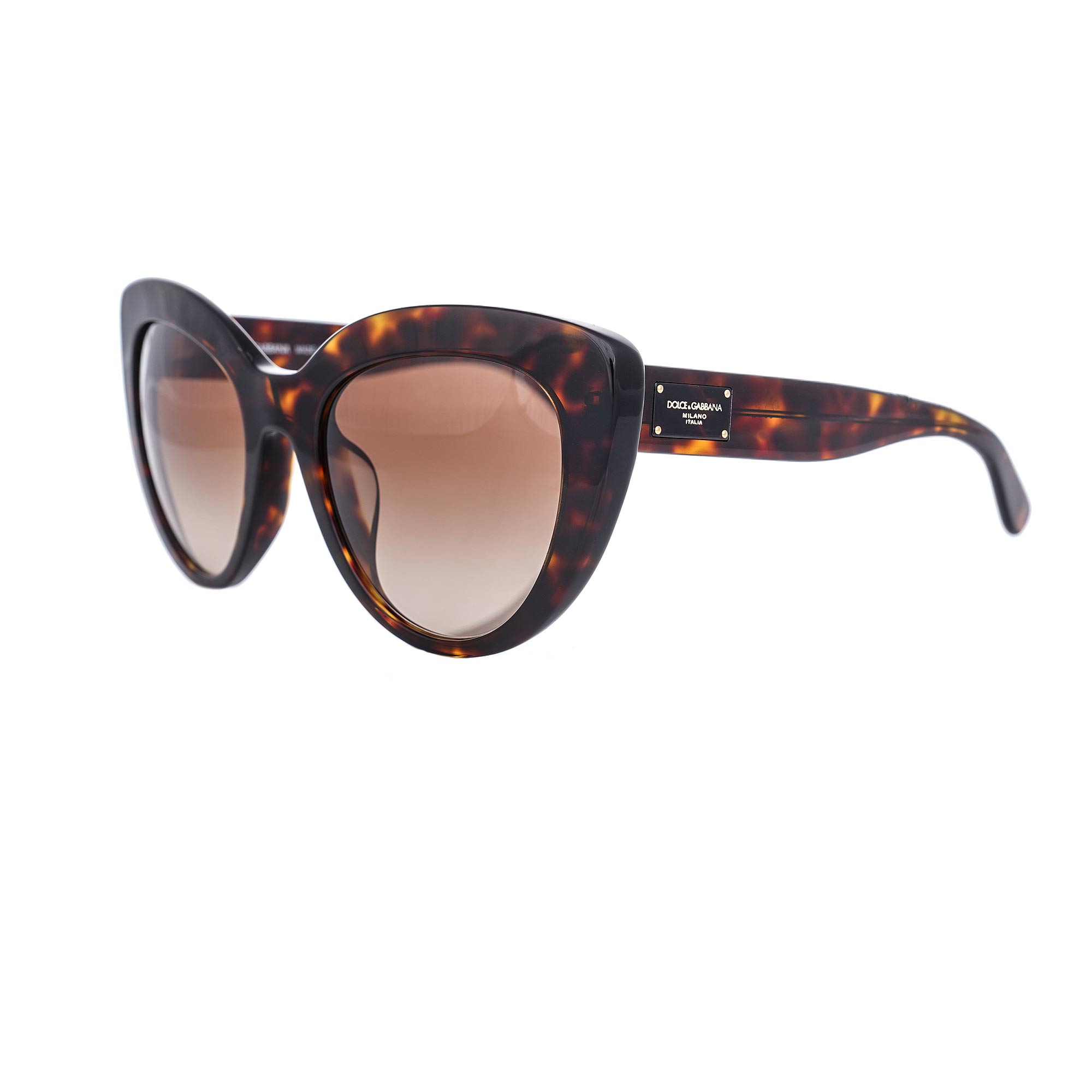 Cat Eye Sunglasses DG 4287 with leopard pattern and DG logo in gold and brown by DOLCE & GABBANA