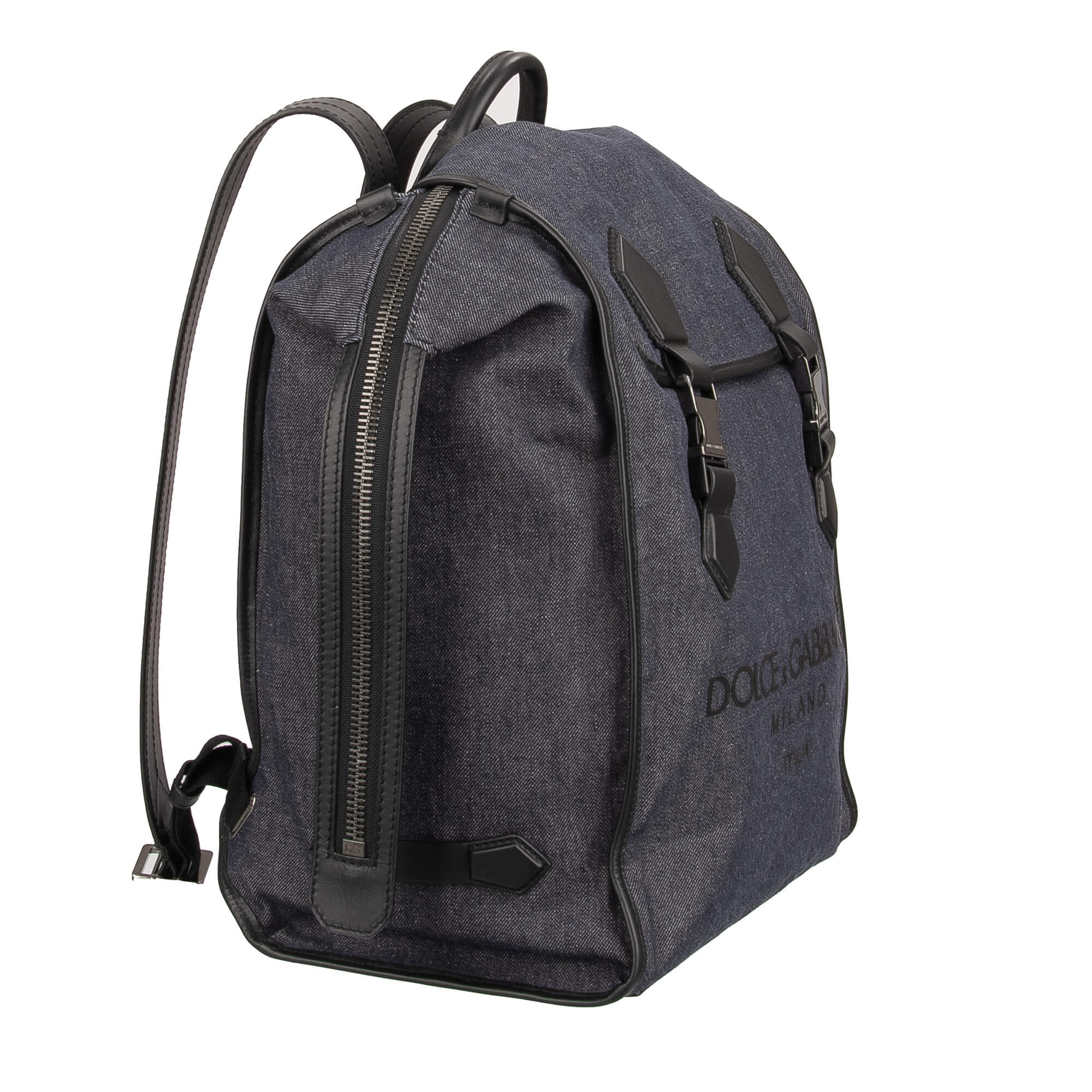 Großer Rucksack EDGE aus Denim und Leder mit Reißverschluss und großem Logo von DOLCE & GABBANA